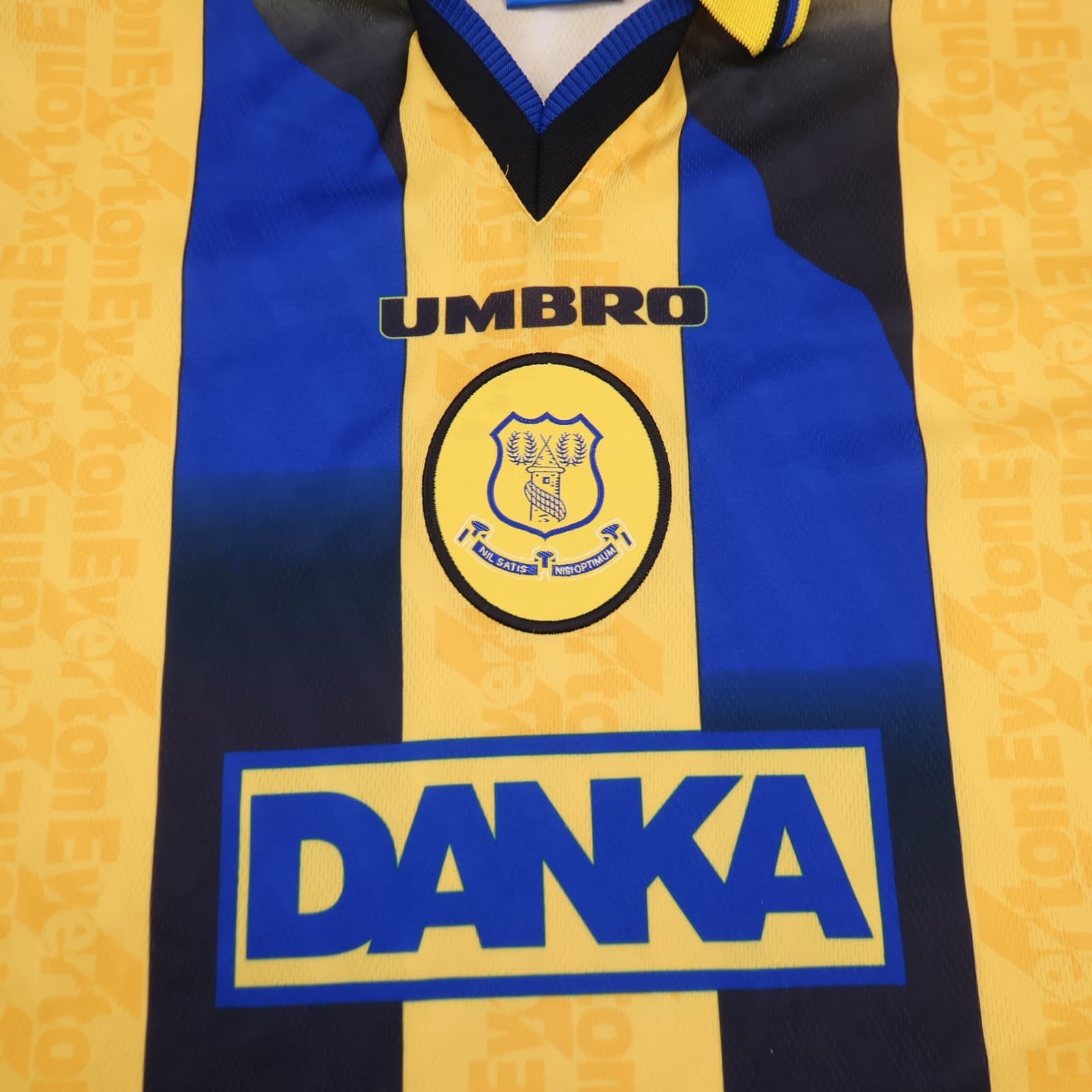 Vintage Everton Shirt Medium Yellow Away Kit 1996 1998 Away Soccer Jersey Danka photo 3
