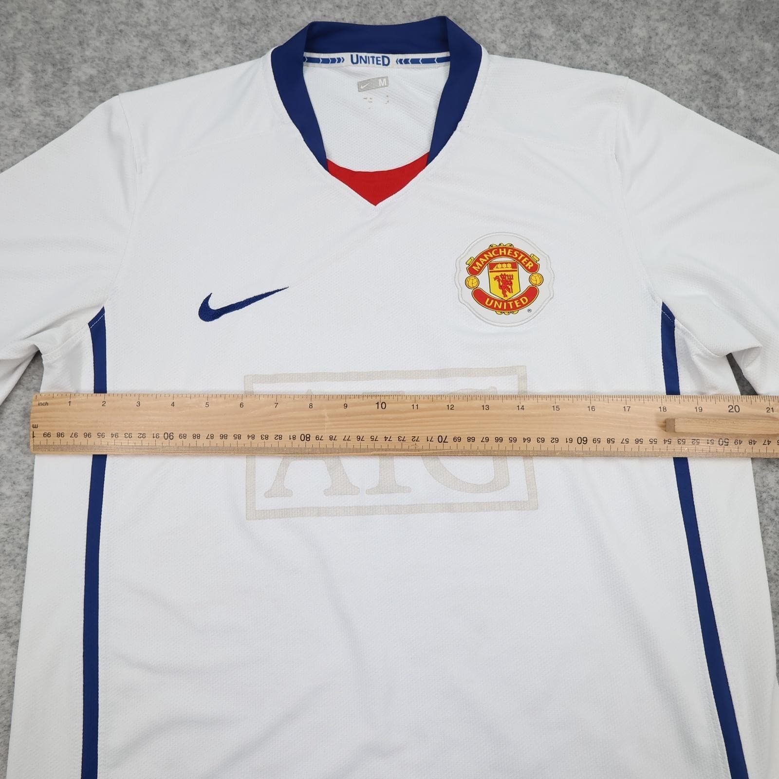 Manchester United Shirt Mens Medium White Away EPL 2008 2009 Nike AIG Jersey photo 12