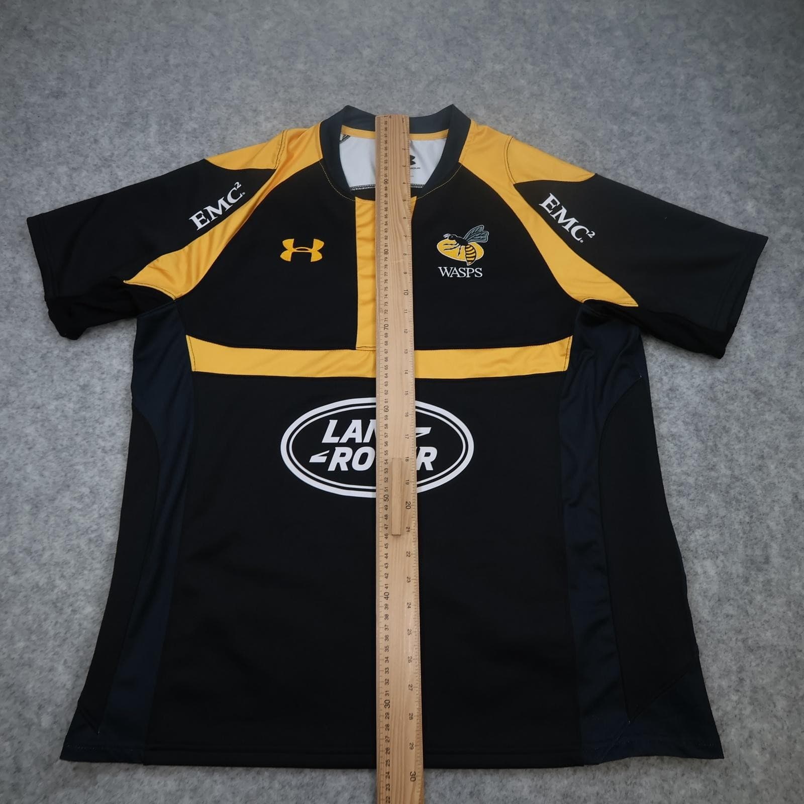 Wasps Rugby Shirt Mens XL Black Yellow Rugby Union 2015 2016 Land Rover photo 12