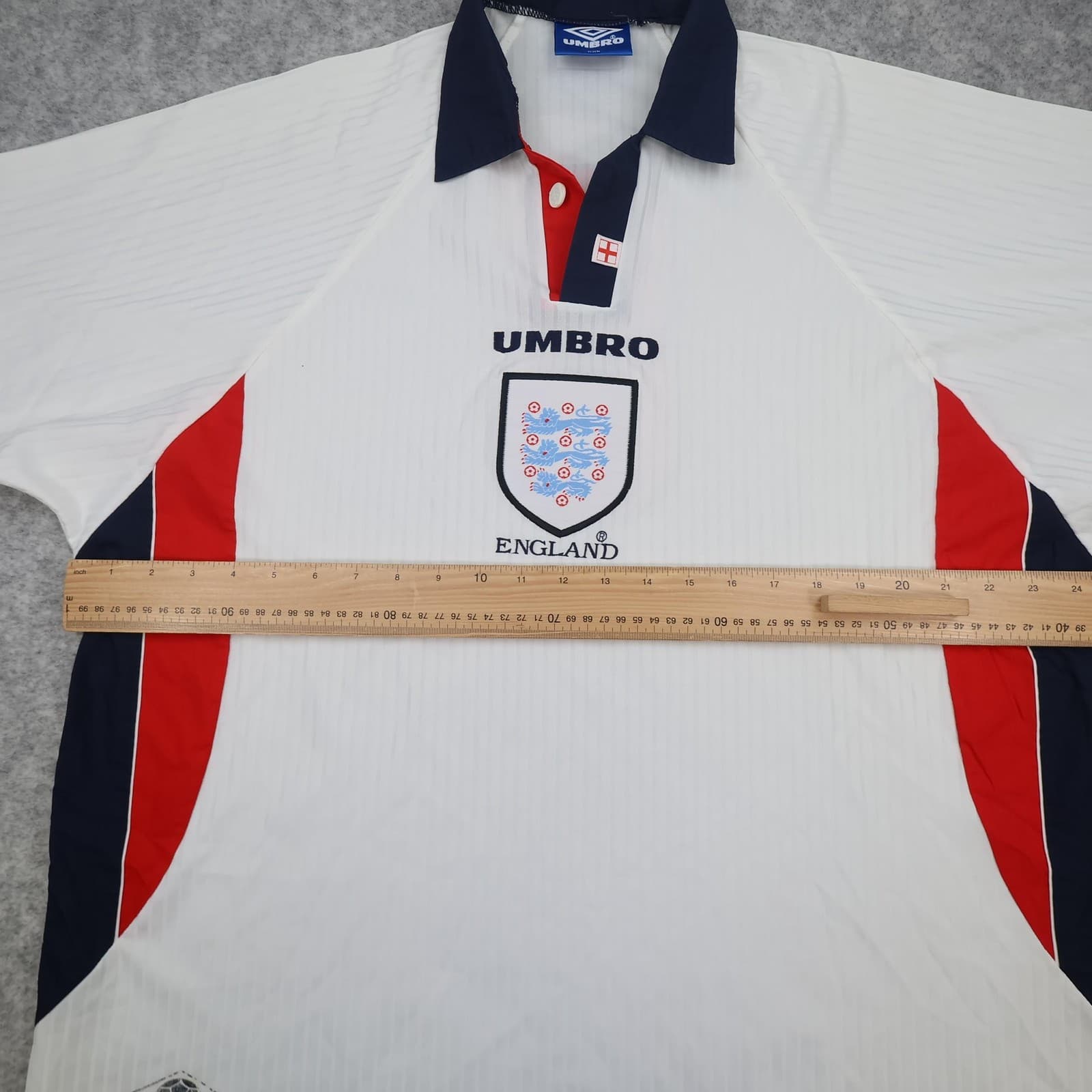 Vintage England Home Shirt Mens 2XL White 1998 1999 Umbro VAPA TECH Jersey 90s photo 8