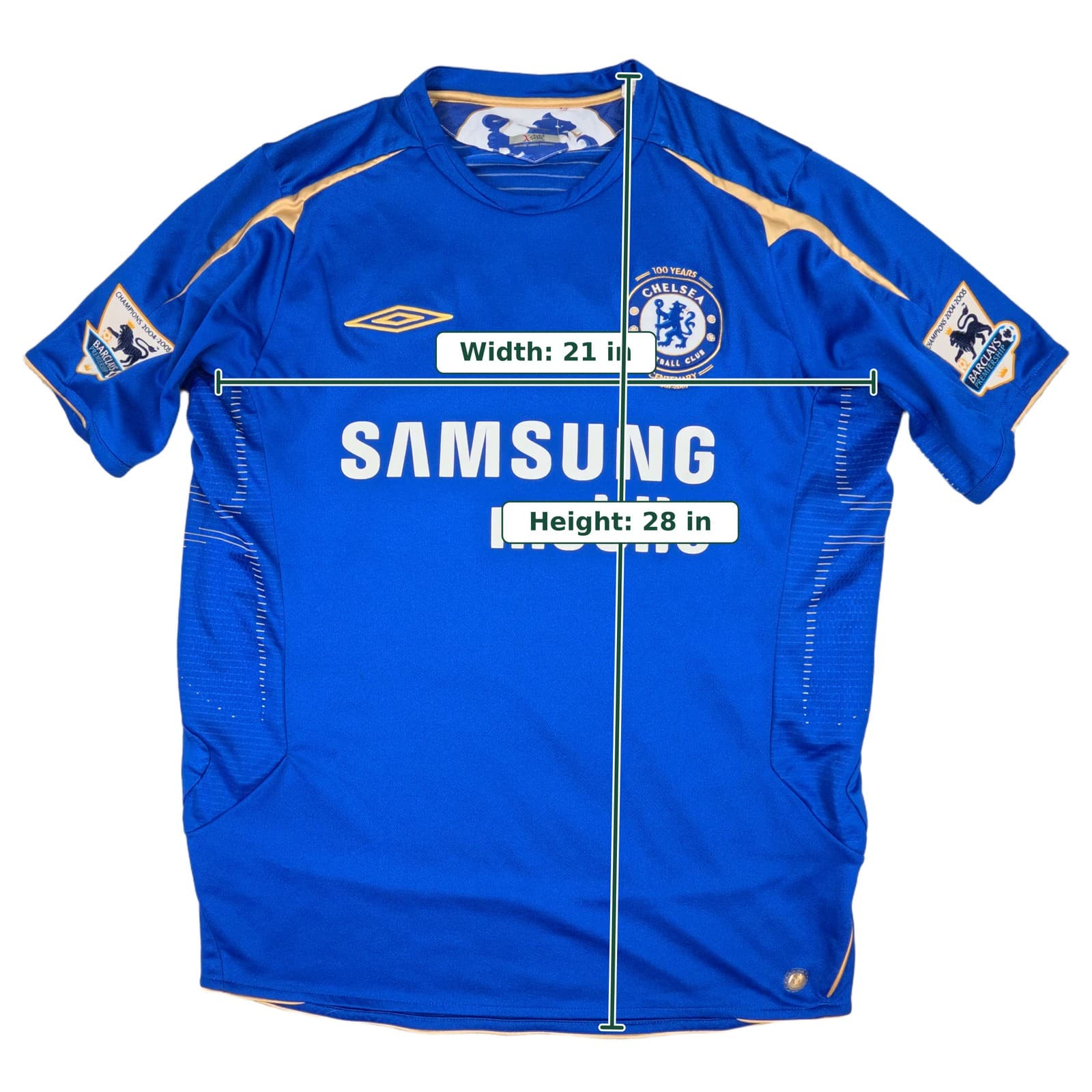 Chelsea Football Shirt Medium Blue Home 2005 06 Umbro Didier Drogba 15 Centenary photo 3