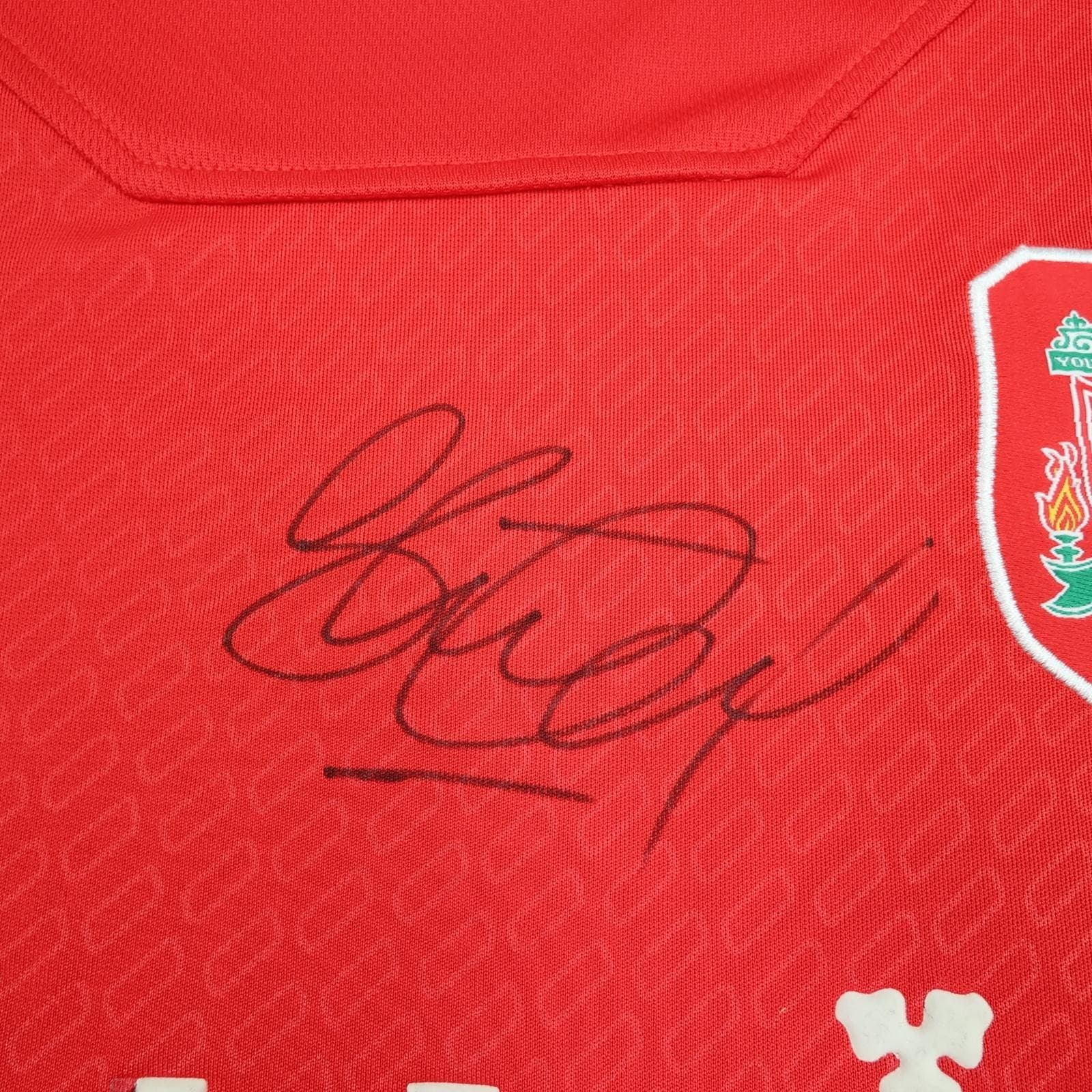 Vintage Liverpool Shirt Mens Large Red Home 2004 2006 Reebok Carlsberg Signed photo 5