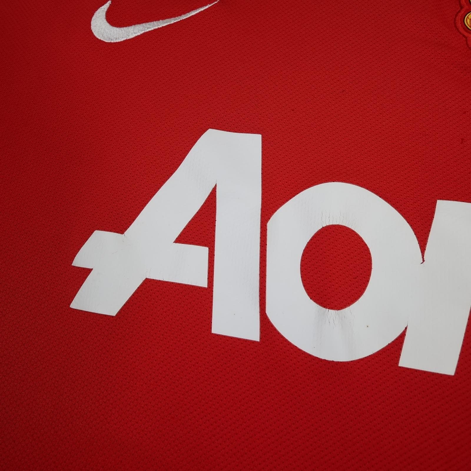 Manchester United Shirt Mens Large Red Home 2011 2012 Football Nike AON Jersey photo 4