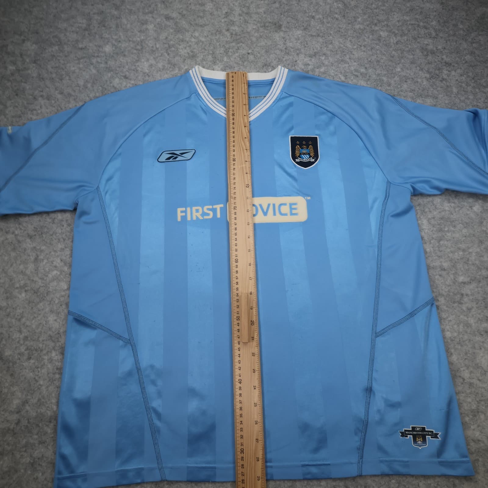 Vintage Manchester City Shirt 2XL Blue Home Kit 2003 2004 Reebok Soccer Jersey photo 12
