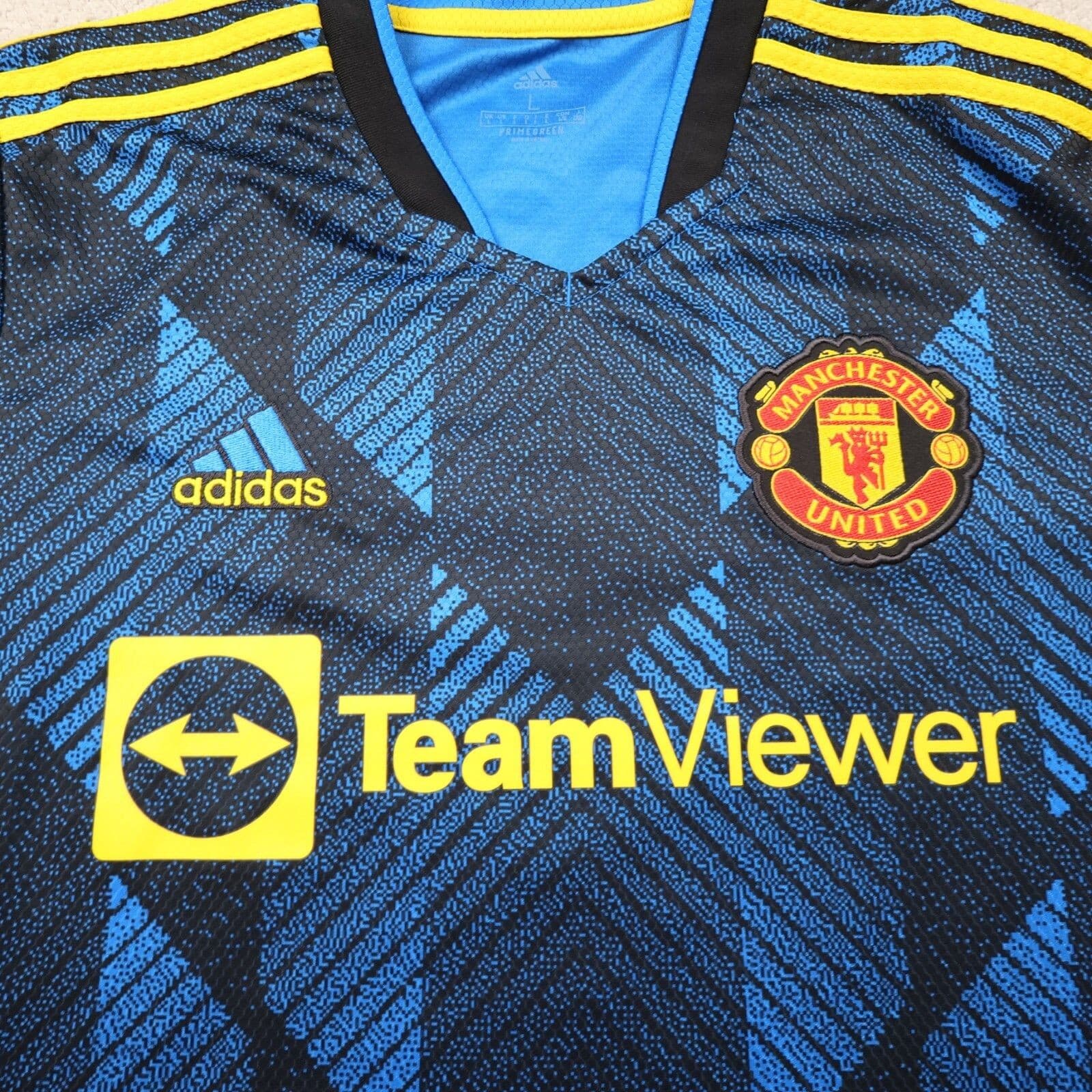 Manchester United Shirt Large Blue Third Kit 2021 2022 Adidas Jersey Ronaldo 7 photo 3