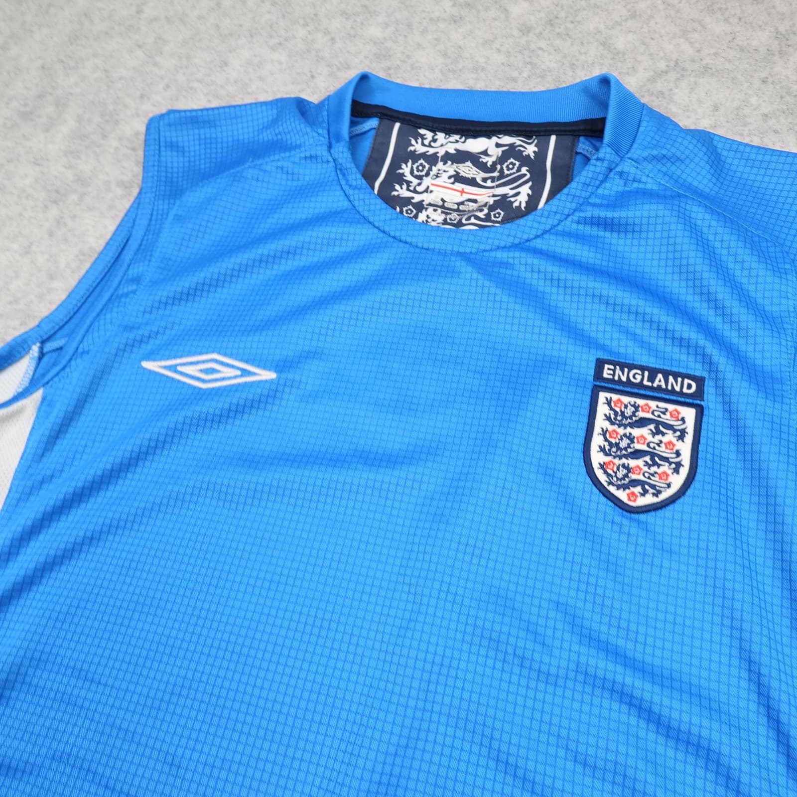 England Training Shirt Mens XL Blue Vest 2005 2006 Football Umbro Soccer Jersey photo 3