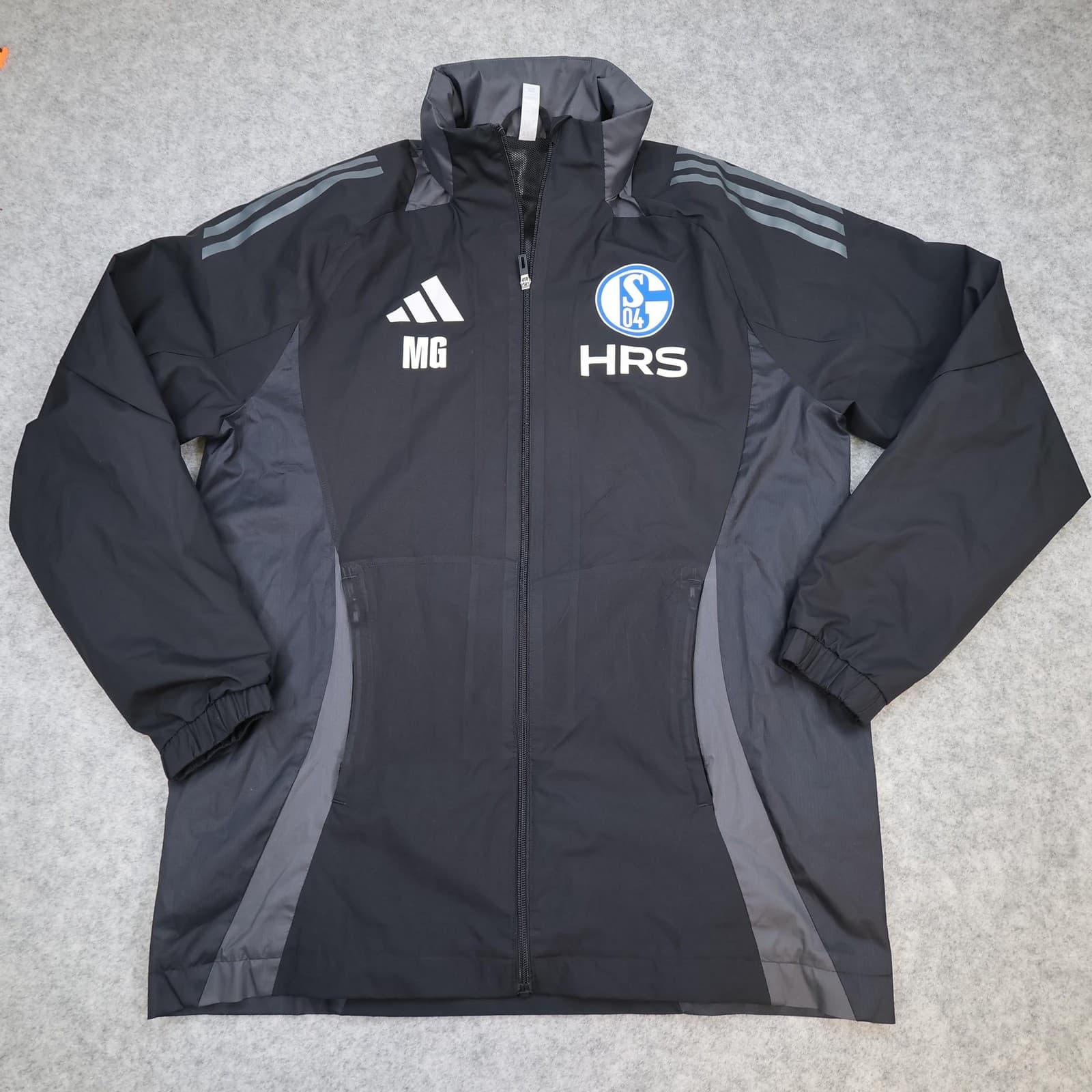 FC Schalke 04 Jacket Mens Medium Black Football Soccer Adidas Tracksuit Training