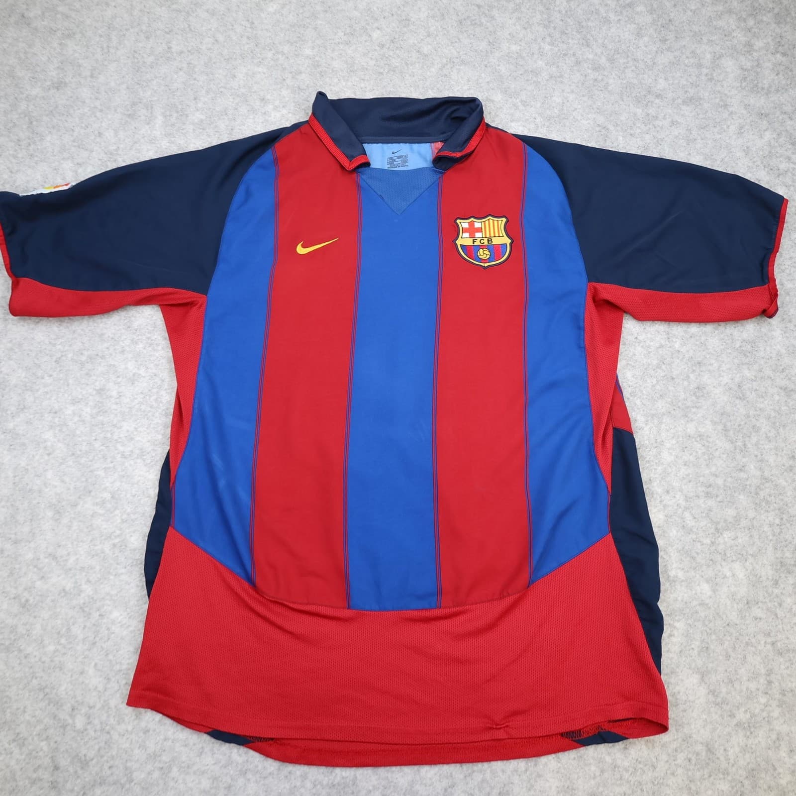 Vintage Barcelona Shirt Mens Large Red Blue Home 2003 2004 Nike Ronaldinho 10 photo 2