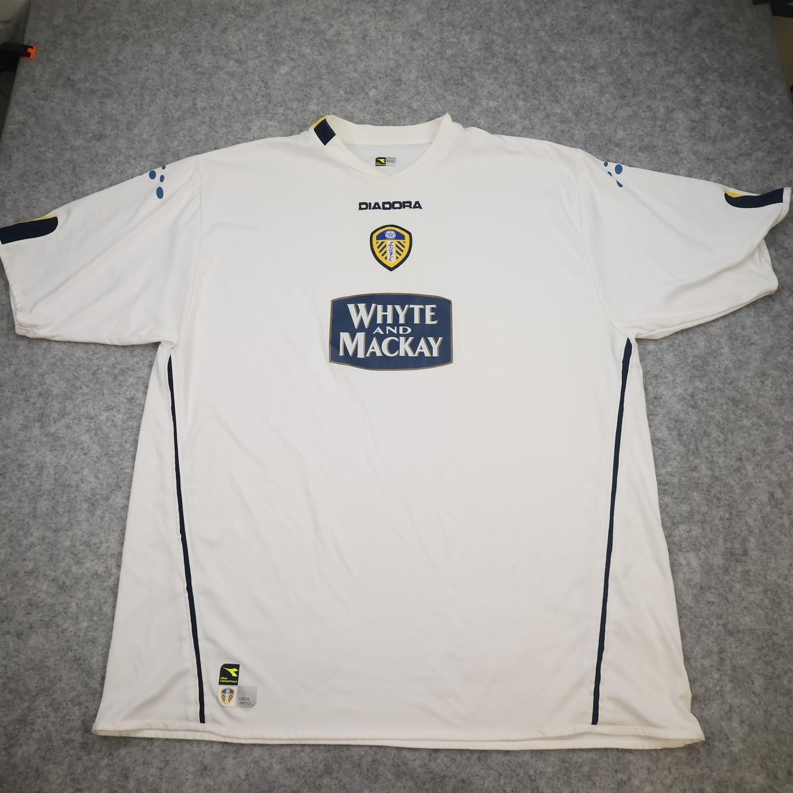 Vintage Leeds United Shirt Mens 3XL White Home 2004 2005 Diadora Whyte & Mackay