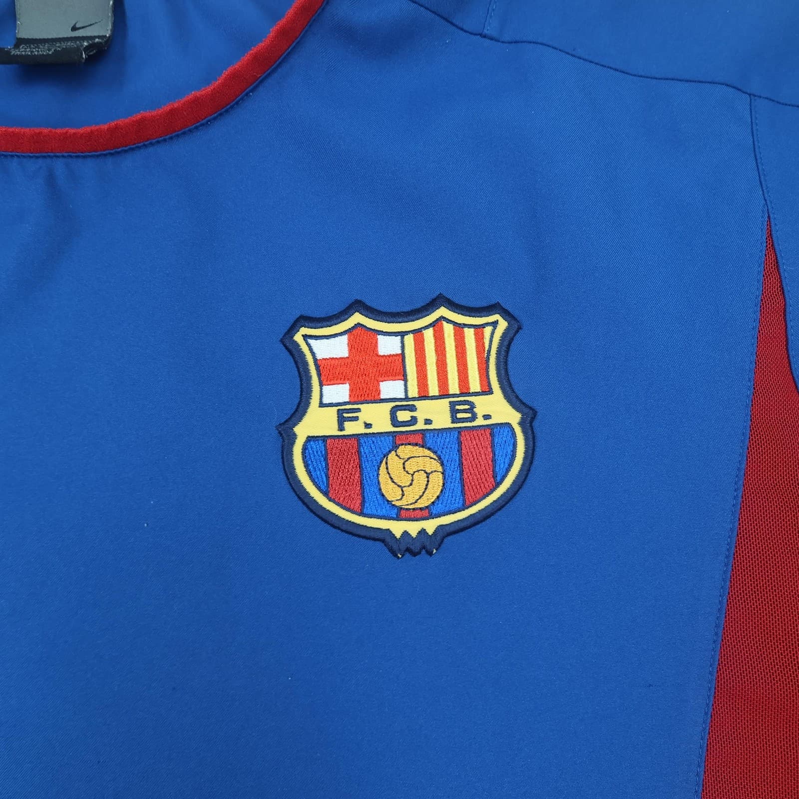 Vintage Barcelona Training Shirt Mens 2XL Blue Red 2002 2003 Nike Soccer Jersey photo 3