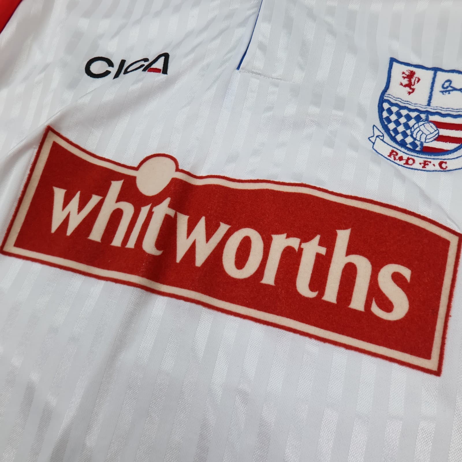 Vintage Rushden and Diamons Shirt Large White Red Home Kit 1995 1997 Cica Jersey photo 6