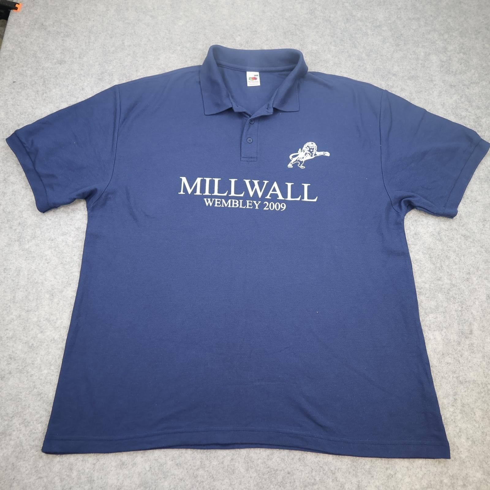 Millwall Shirt Mens 3XL Blue Wembley 2009 Football Fruit Of The Loom Polo