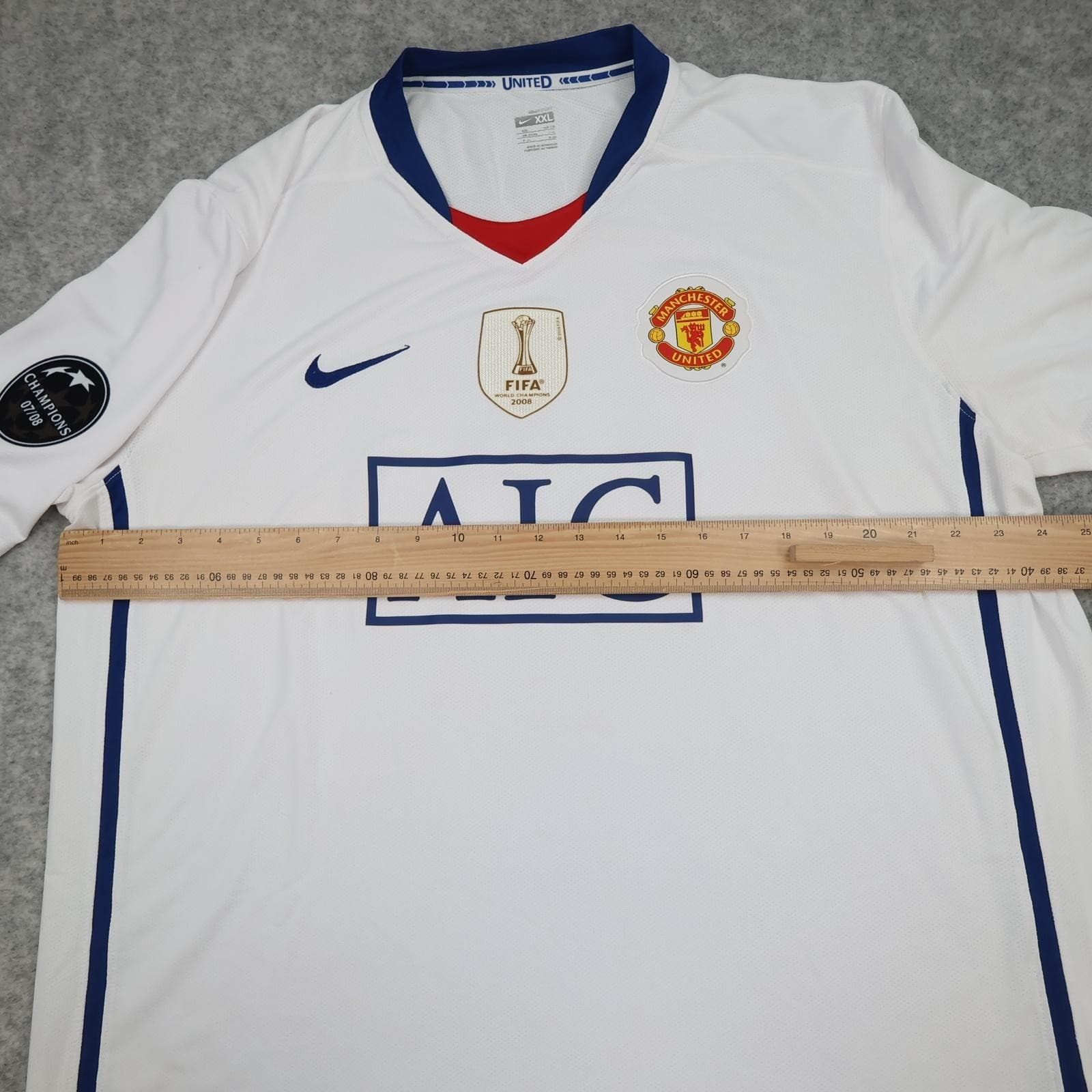 Manchester United Shirt Mens 2XL White Away 2008 2009 Nike AIG Ronaldo 7 Jersey photo 15