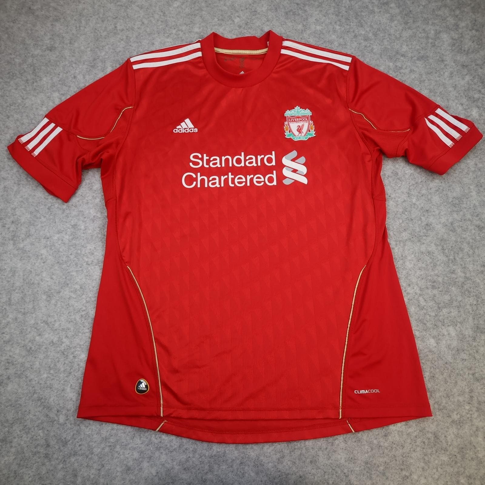Liverpool Shirt Mens XL Red Home 2010 2012 Football Adidas Standard Chartered