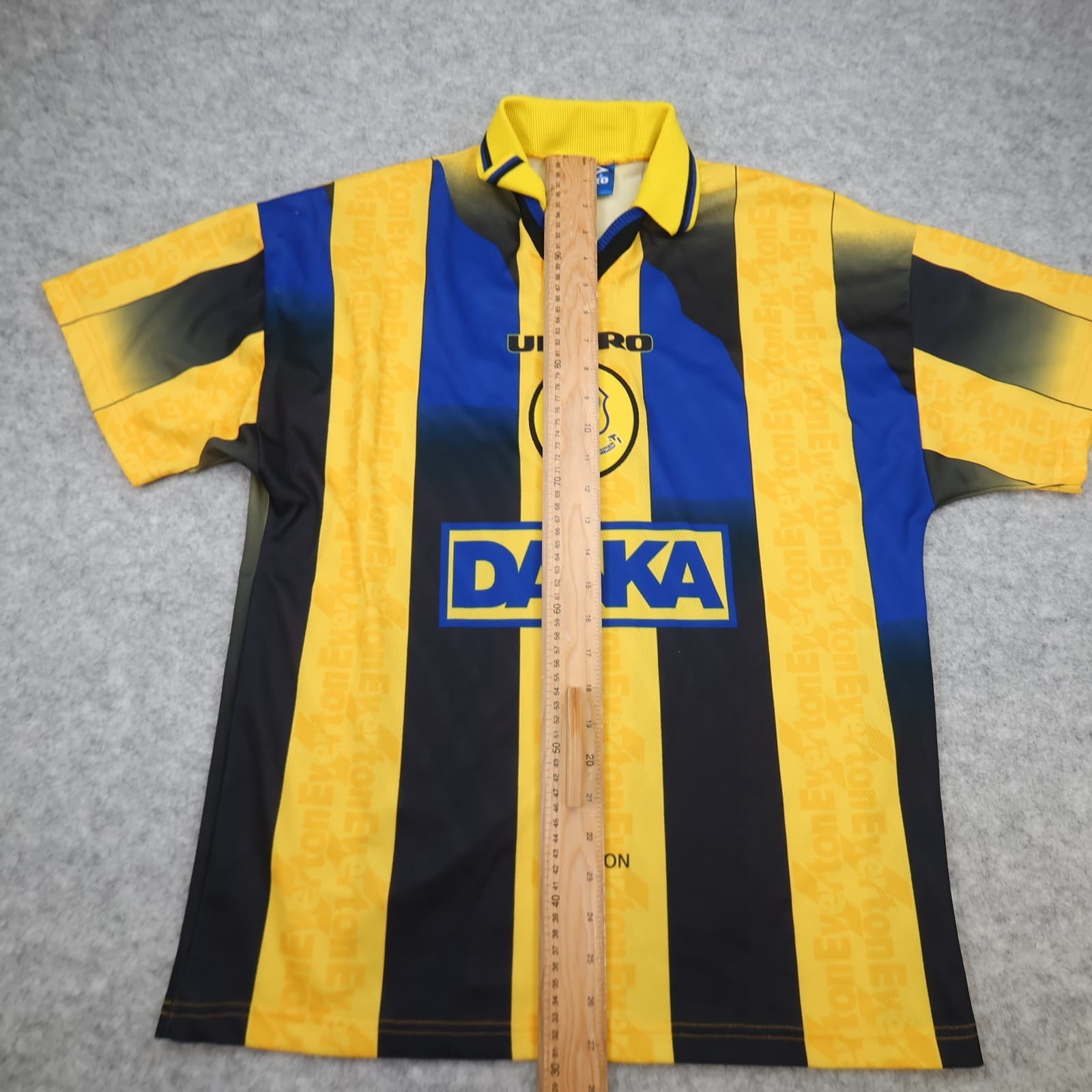 Vintage Everton Shirt Medium Yellow Away Kit 1996 1998 Away Soccer Jersey Danka photo 11