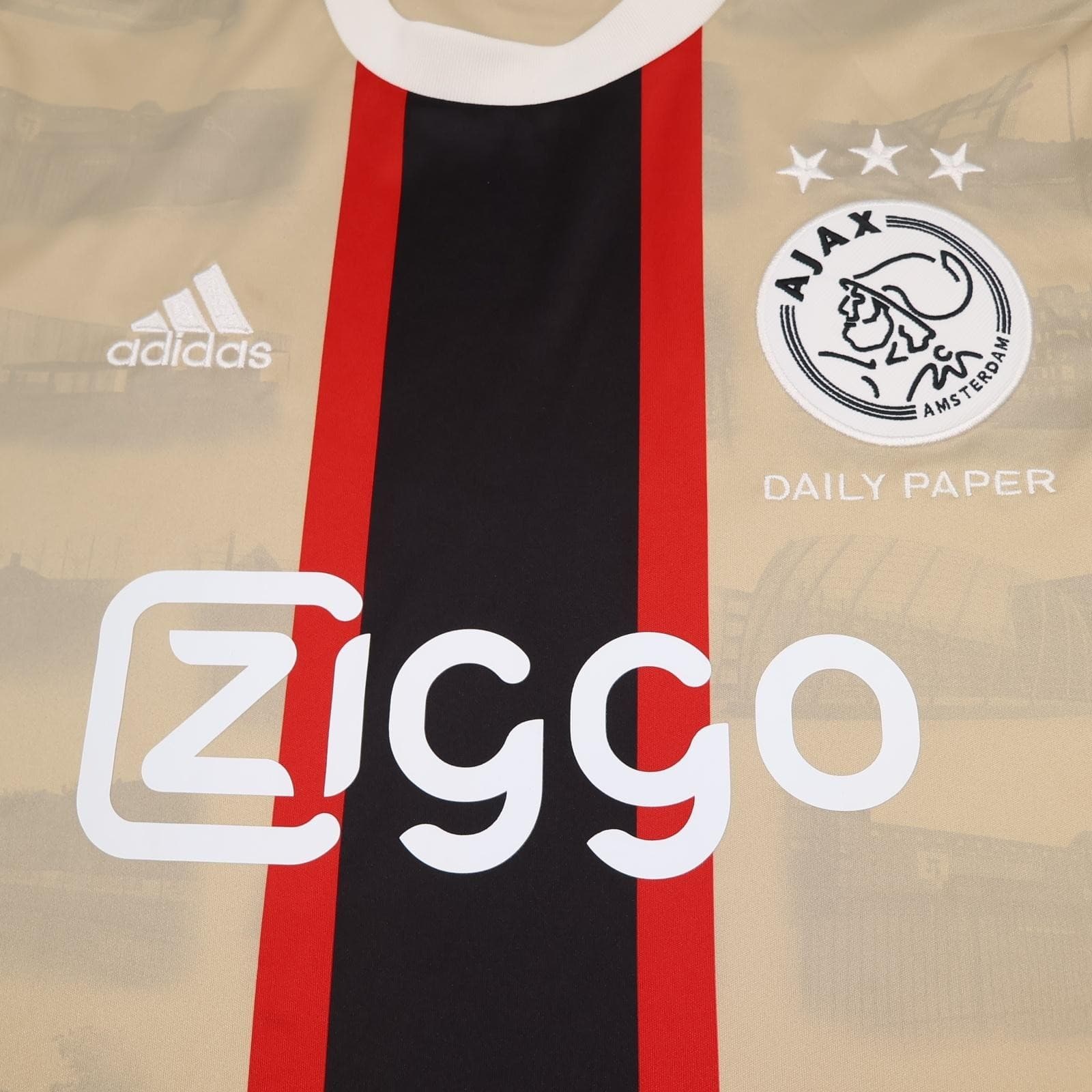 Ajax Shirt Mens Small Beige Daily Paper 2022 2023 Football Adidas Ziggo Jersey photo 3