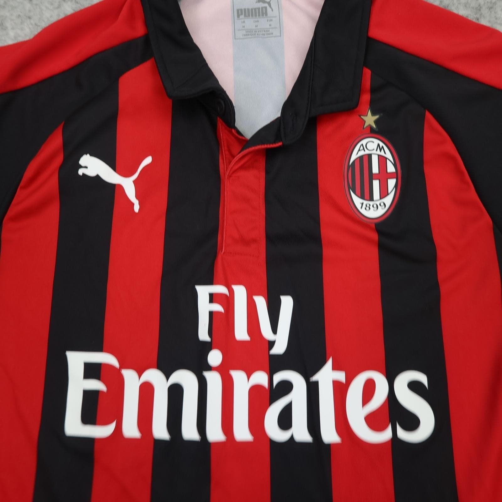 AC Milan Shirt Mens Medium Red Black Home 2018 2019 Football Puma Fly Emirates photo 3