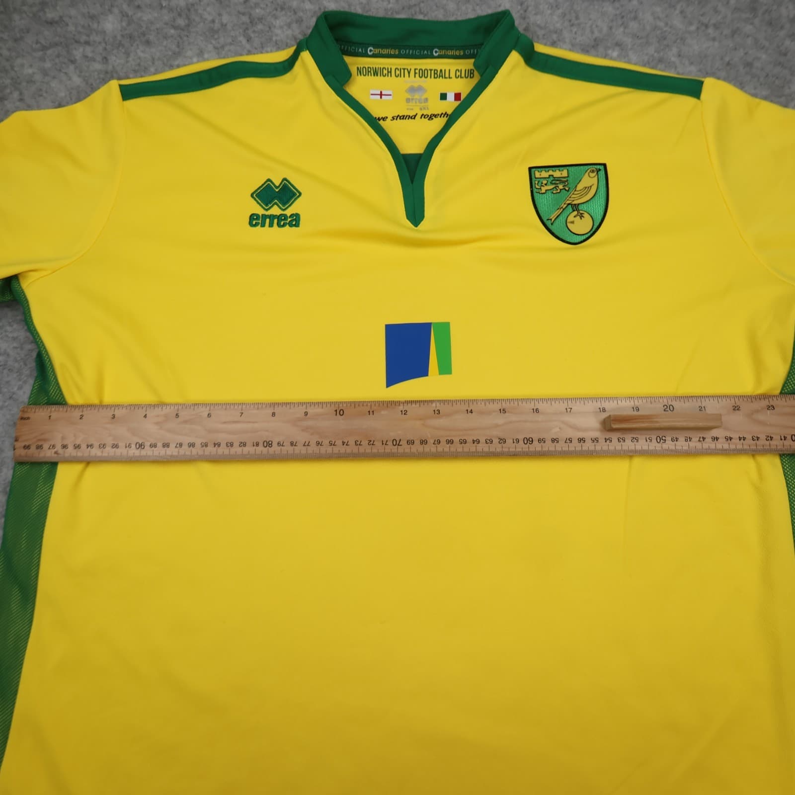 Norwich City Shirt 6XL Yellow Home Kit 2016 2017 Errea Soccer Jersey 48" photo 9