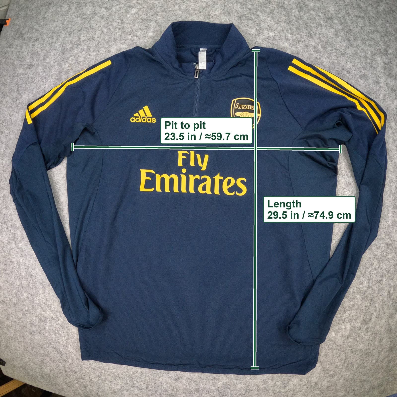 Arsenal Training Top Large Navy 2019 2020 adidas Long Sleeve Football Zip photo 4