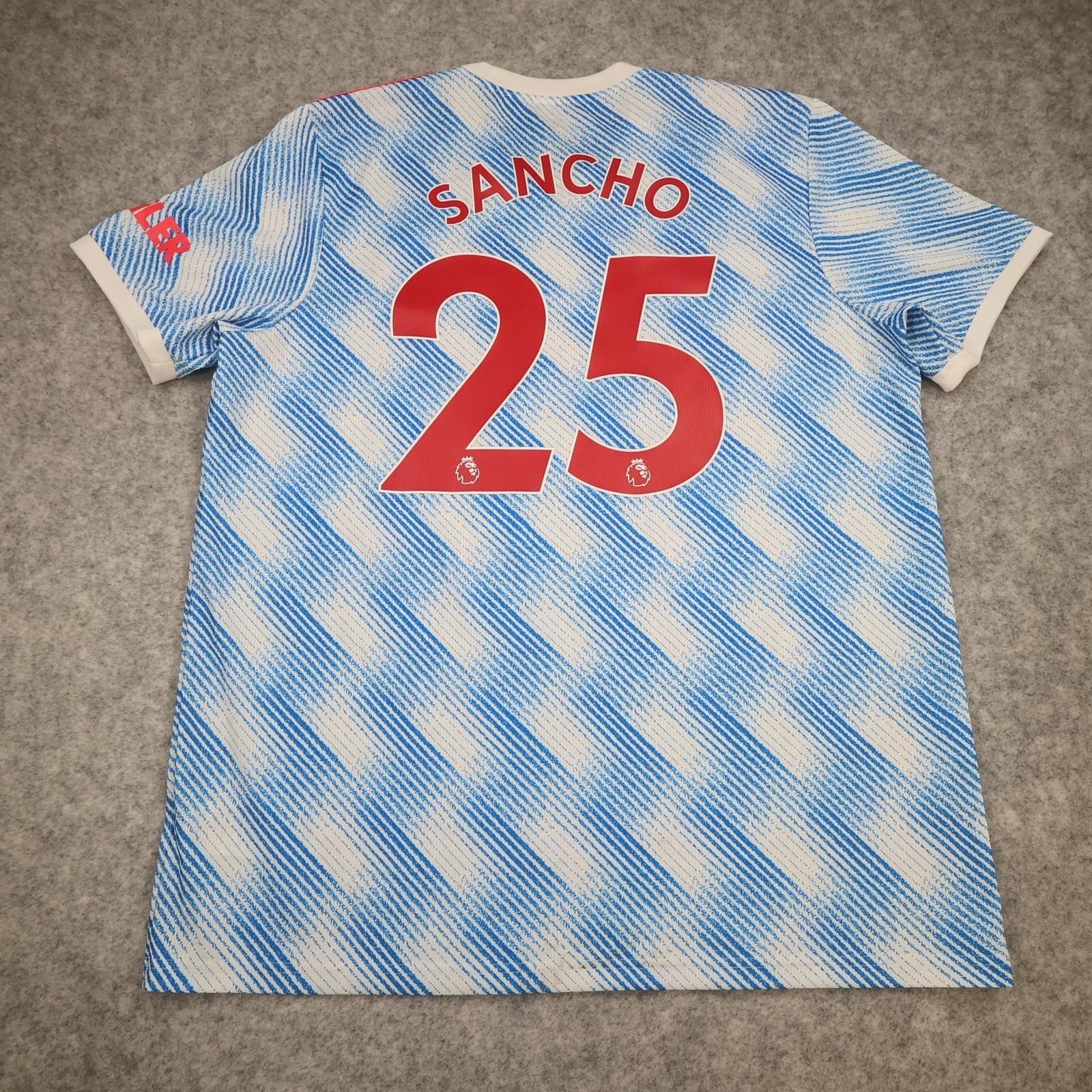 Manchester United Shirt Mens XL Blue Away Kit 2021 2022 Football Adidas Sancho