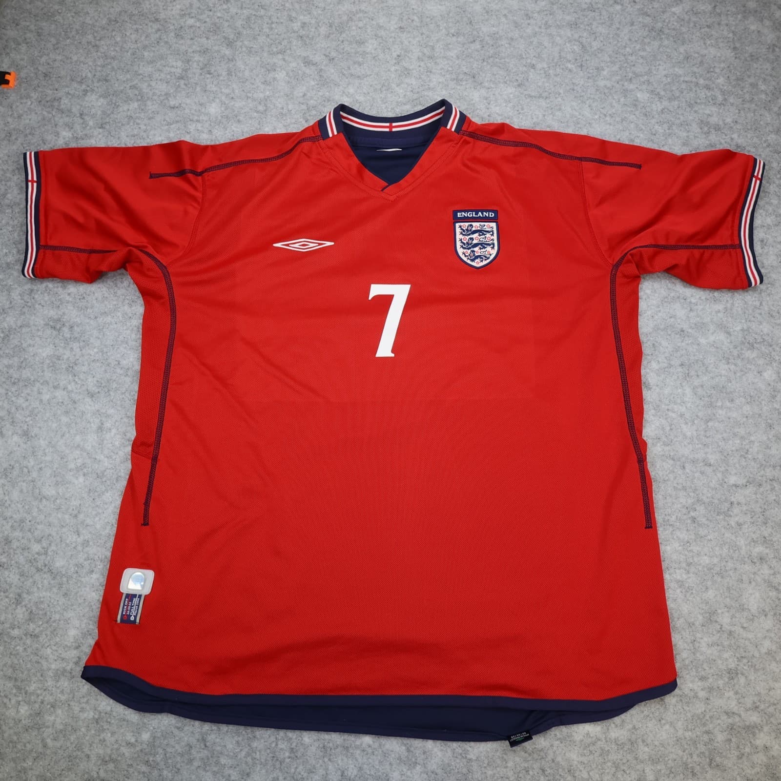England Football Shirt Extra Large Red Away Kit 2002 2004 Jersey David Beckham