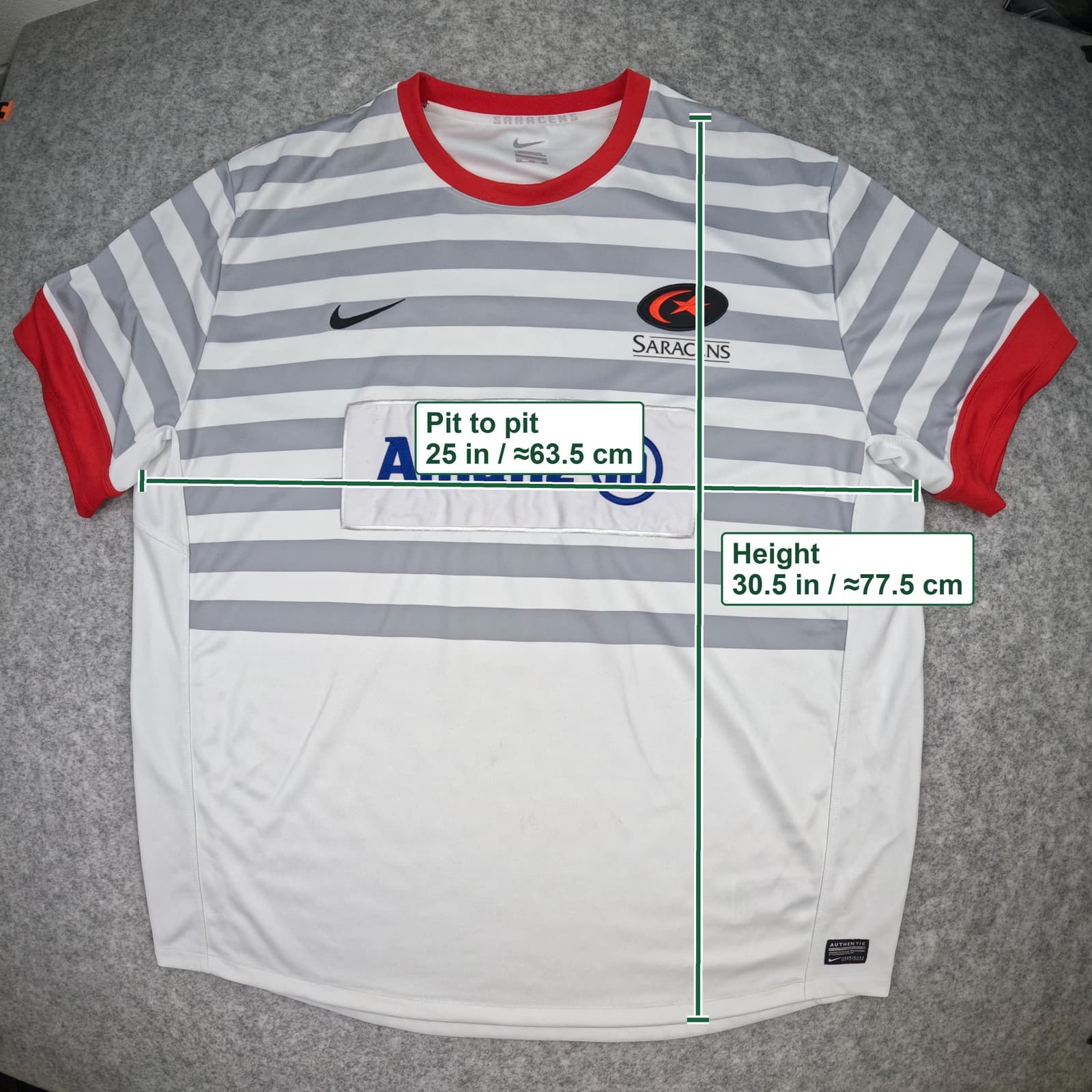 Saracens Rugby Shirt 2XL White Away 2012 2013 Nike Short Sleeve 418475-100 photo 5