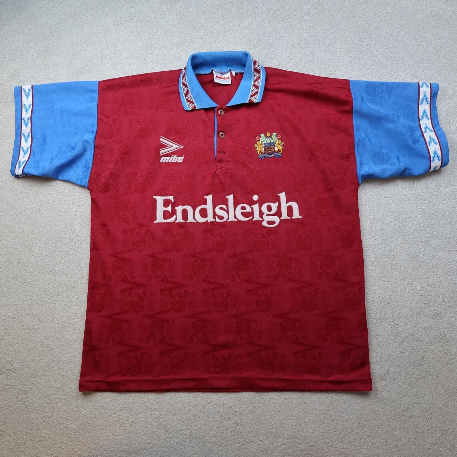 Vintage Burnley Shirt Extra Large Home Kit Mitre 1993 1994 1995 Jersey Endsleigh