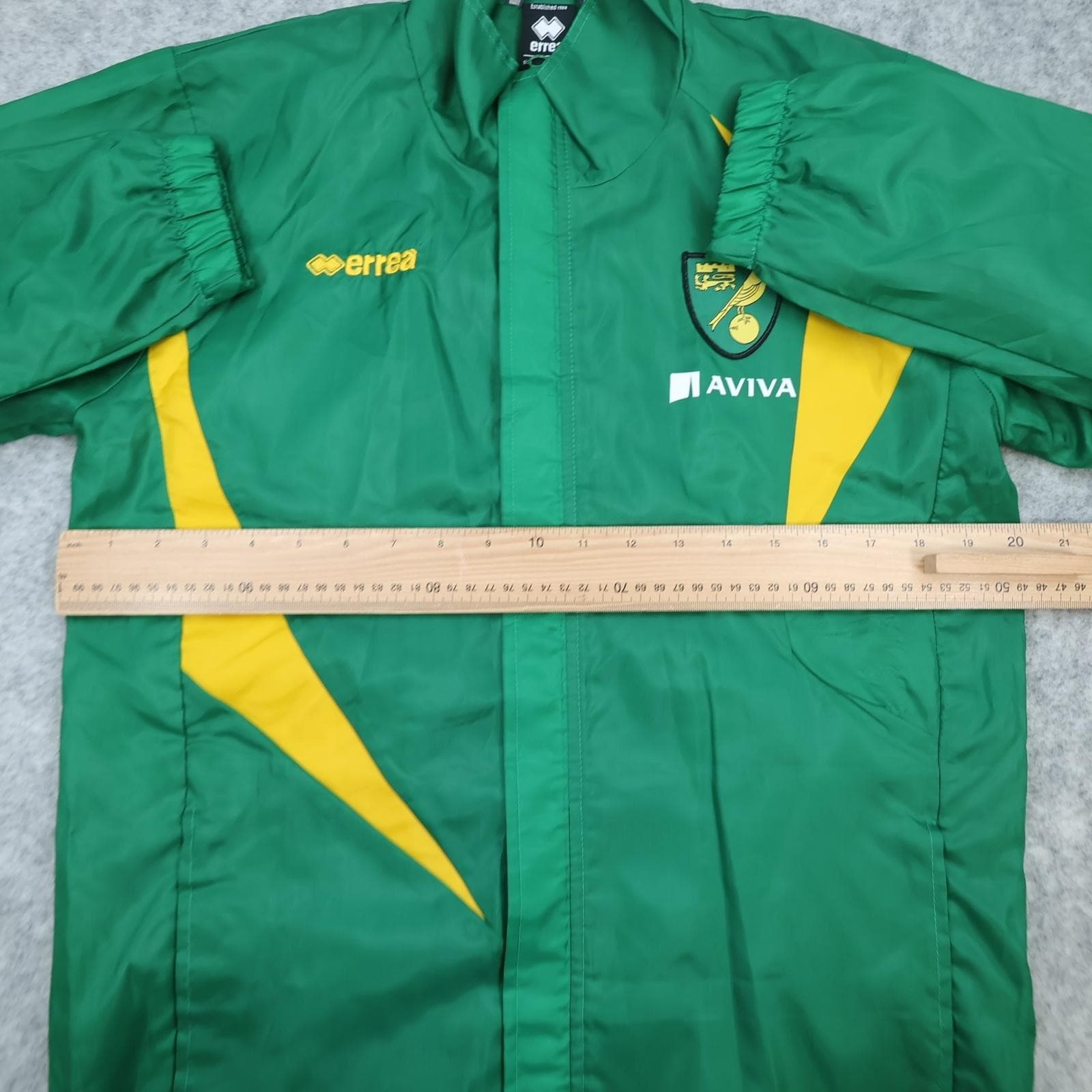 Norwich City Jacket Mens Small Green Yellow EFL Football Errea Aviva Training photo 5