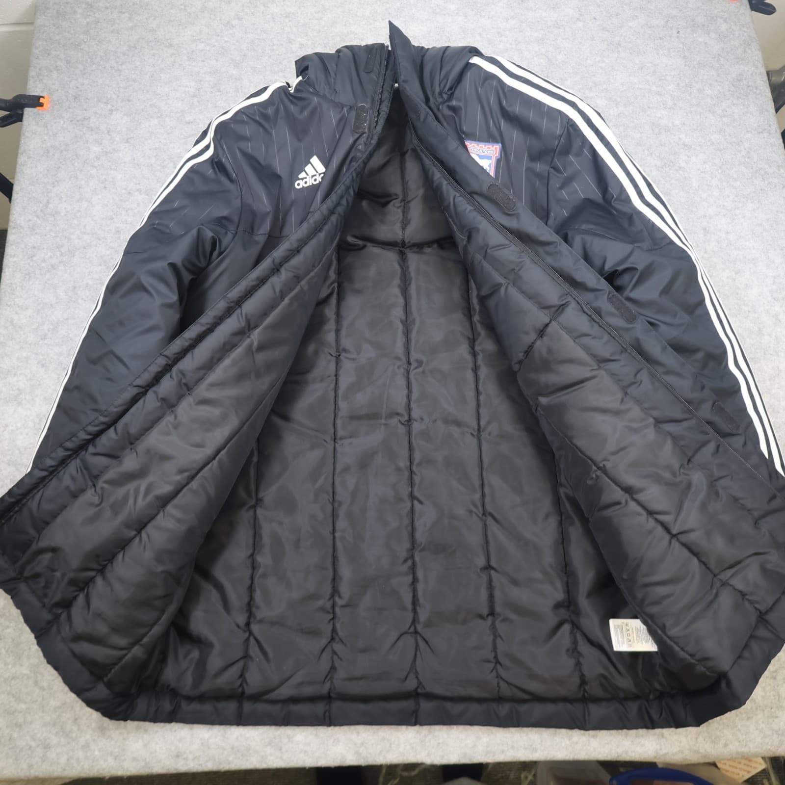 Ipswich Football Jacket Large Black Winter Adidas Long Bench Coat Pockets photo 2