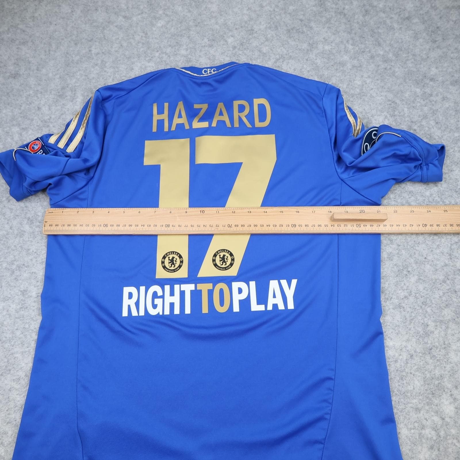 Chelsea Shirt Mens Large Blue Home 2012 2013 Adidas Hazard 17 Soccer Jersey photo 11