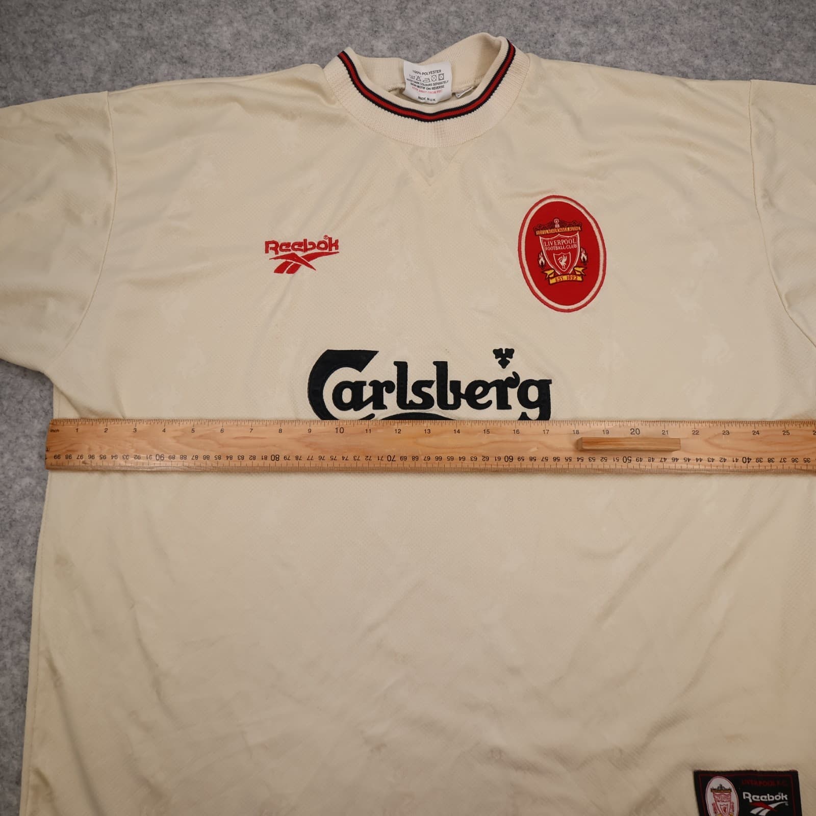 Vintage Liverpool Shirt 2XL Beige Away Kit 1996 1997 Reebok Jersey 50/52 photo 12