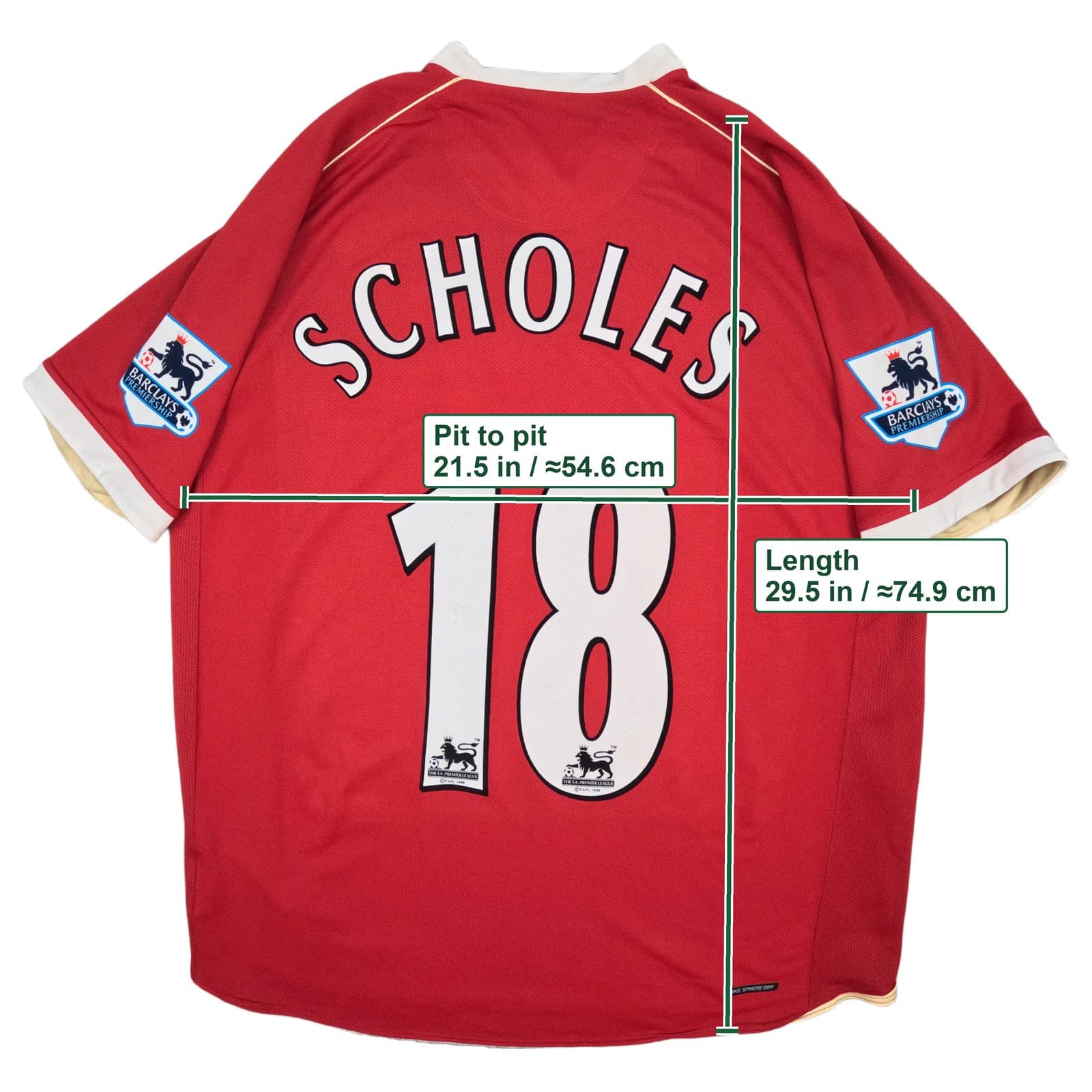 Manchester United Football Shirt Large Red Home 2006 2007 Nike Scholes 18 Jersey photo 2