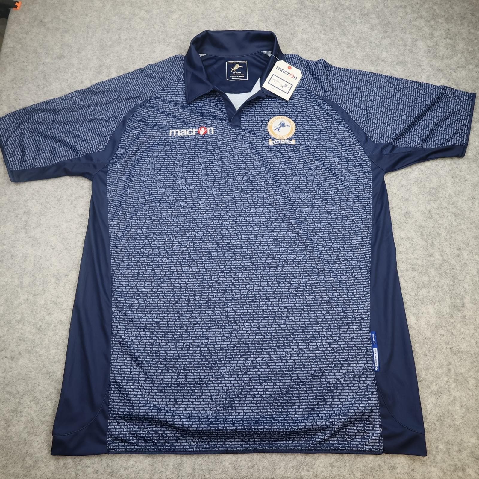 Millwall Shirt Mens 3XL Blue Third 125 Years 2010 2011 Football Macron Polo