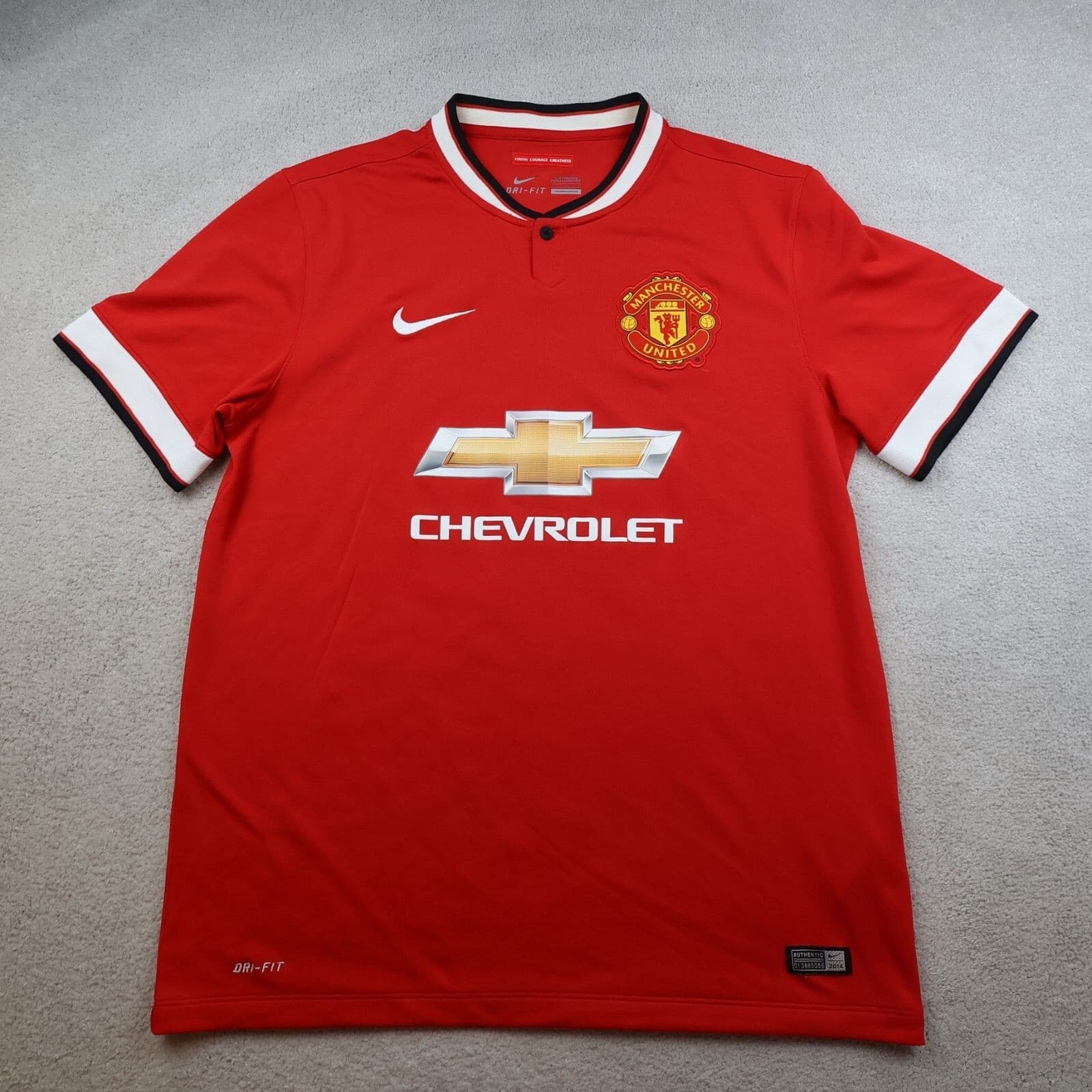 Manchester United Shirt Large Red Home Kit 2014 2015 Adidas Jersey Wayne Rooney photo 2