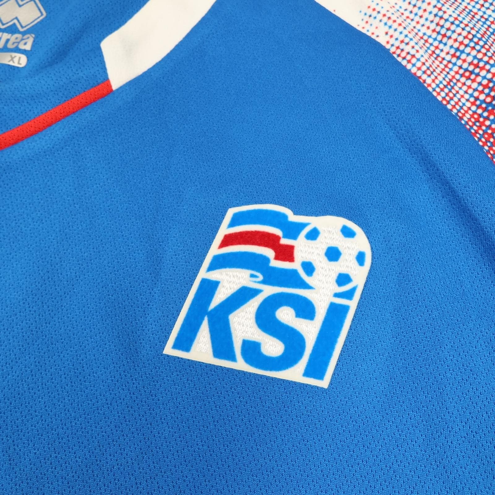 Iceland Home Shirt Mens XL Blue 2018 2019 Football Errea KSI Authentic Jersey photo 4