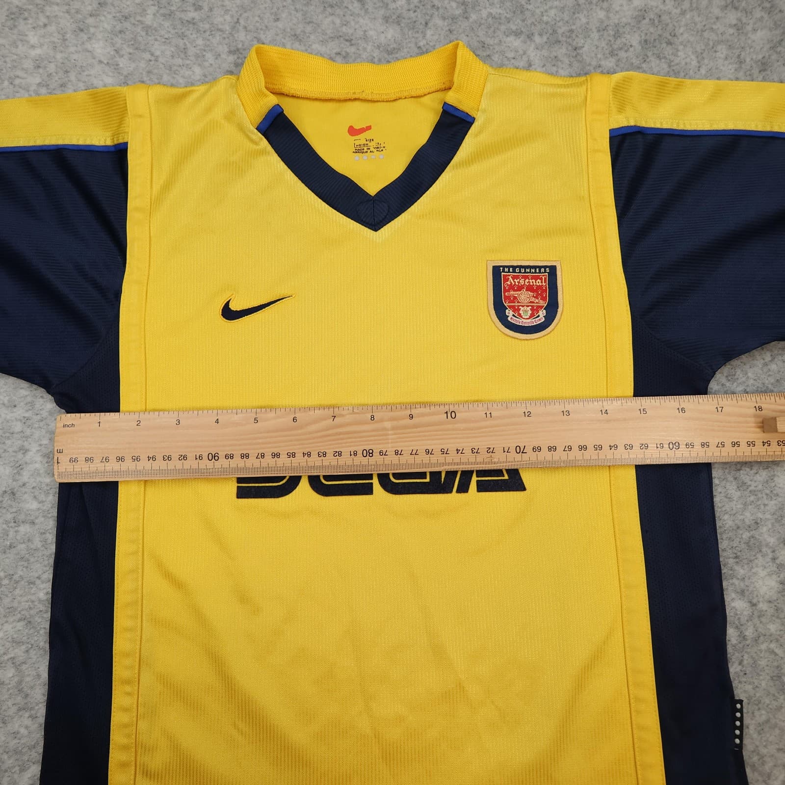 Vintage Arsenal Shirt Kids Large Yellow Away 2000 2002 Sega Jersey Nike photo 11
