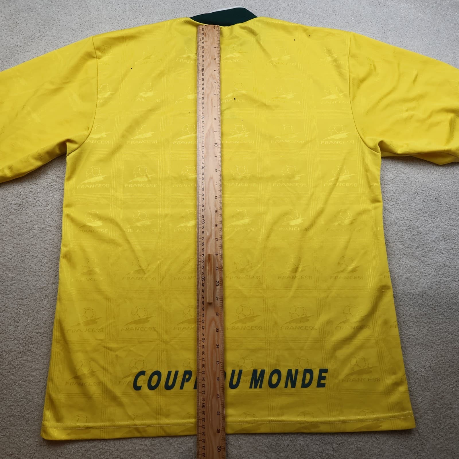 Vintage France Football Shirt Large Yellow Cup 98 1998 90s Coupe Du Monde photo 15
