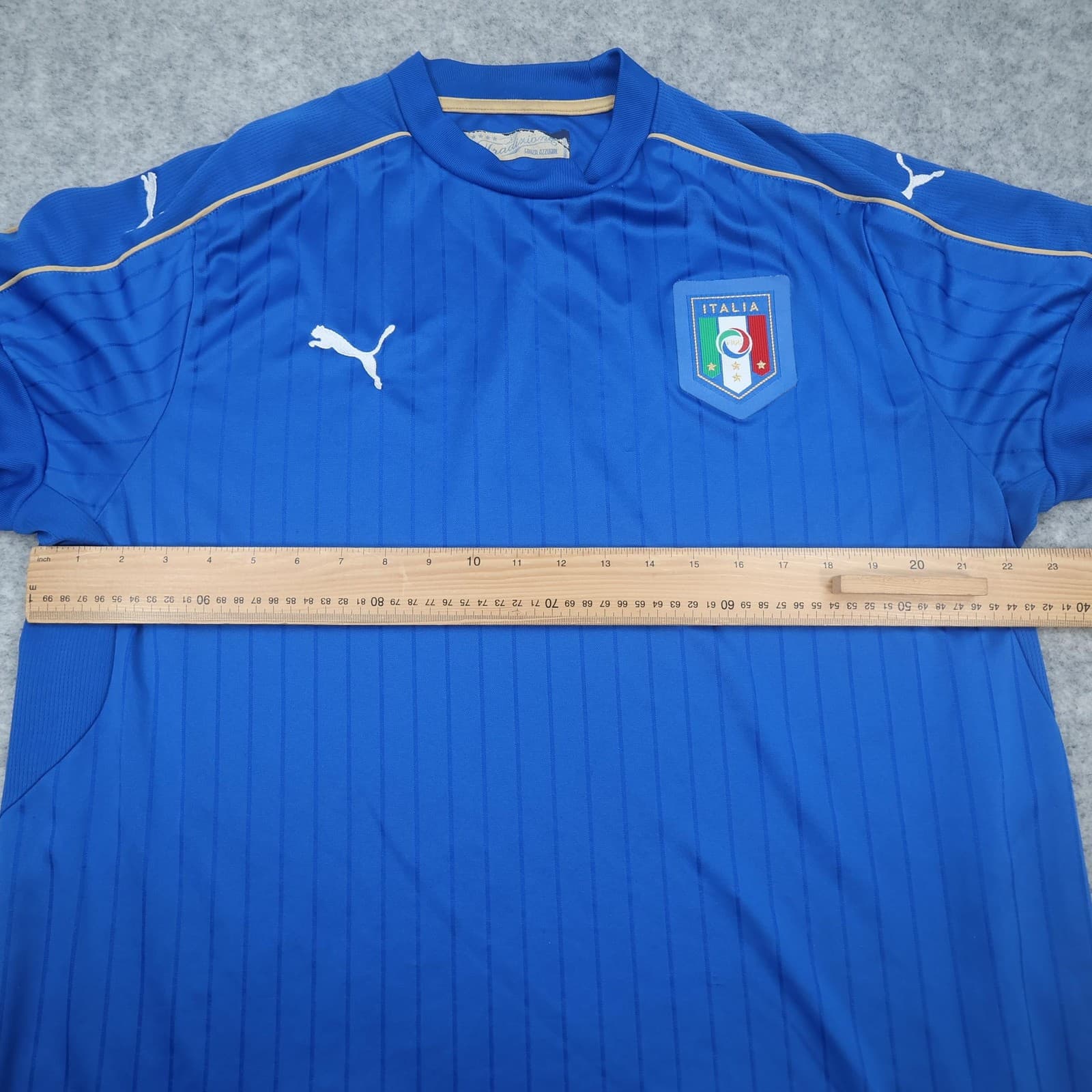 Italy Home Shirt Mens XL Blue 2016 2017 Puma Italia FIGC Badge Jersey Top photo 10