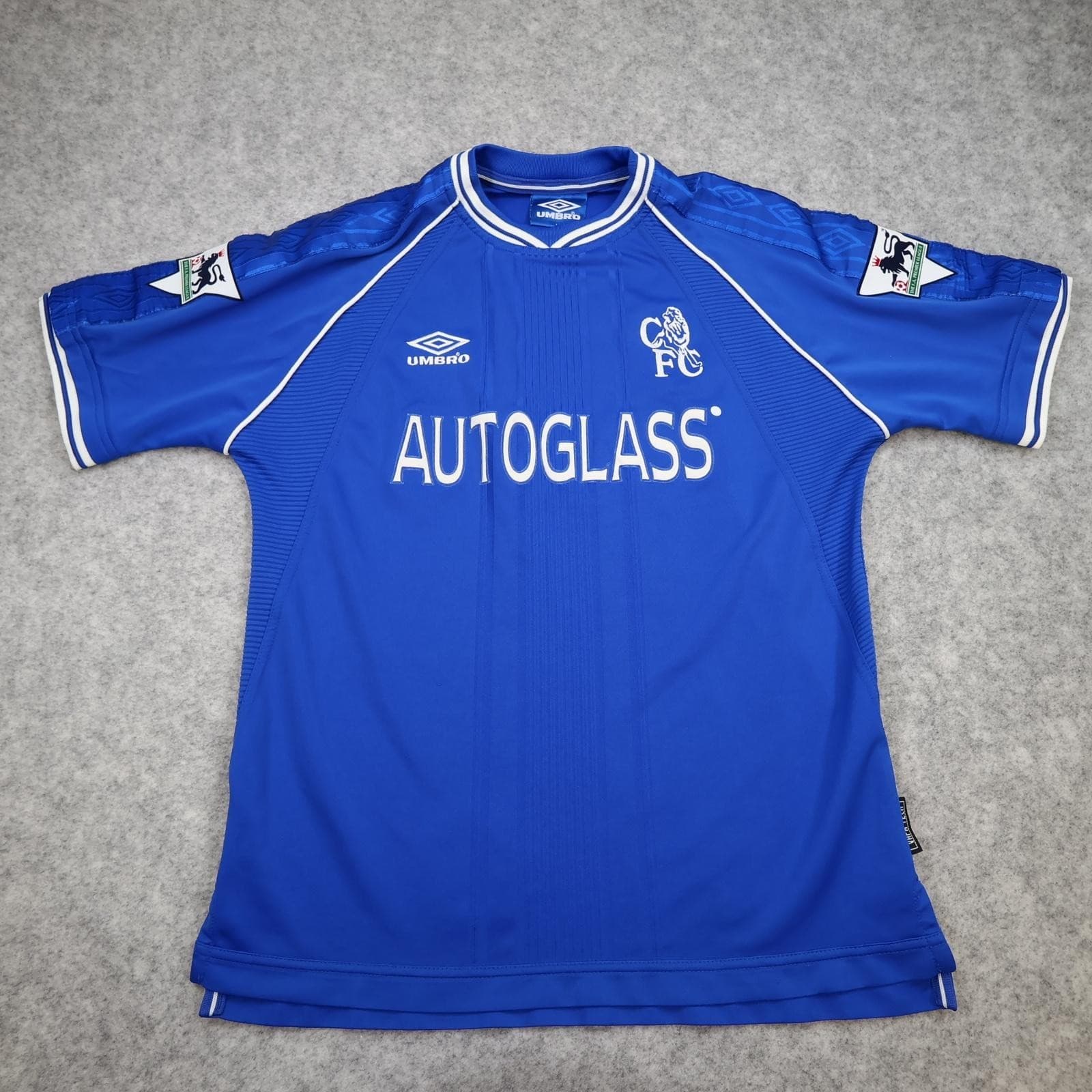 Vintage Chelsea Shirt Mens Medium Blue Home 1999 2001 Autoglass Desailly 6 photo 2