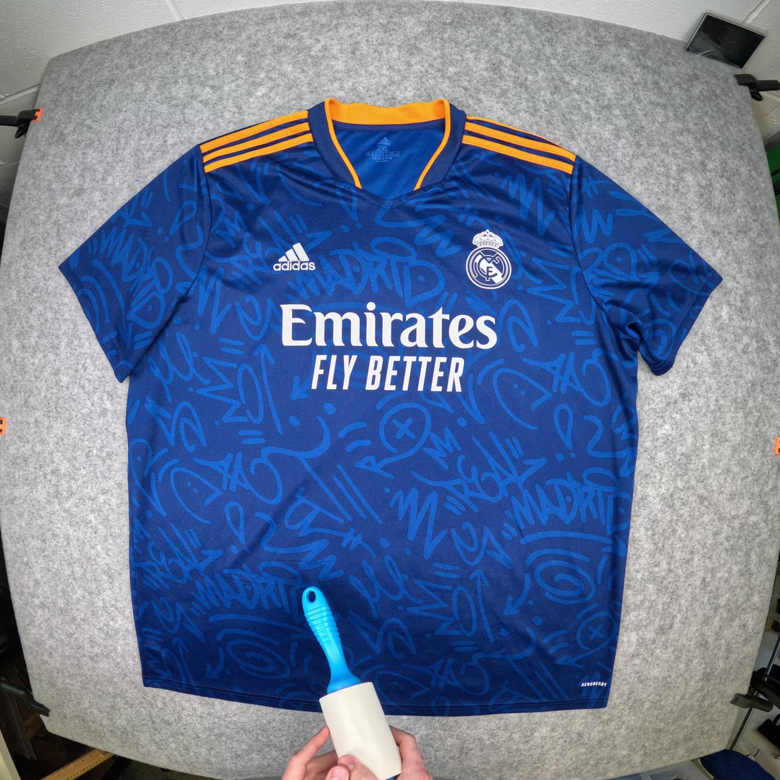 Real Madrid Football Shirt 2XL Blue Away adidas Blue 2021 2022 Soccer Jersey photo 4