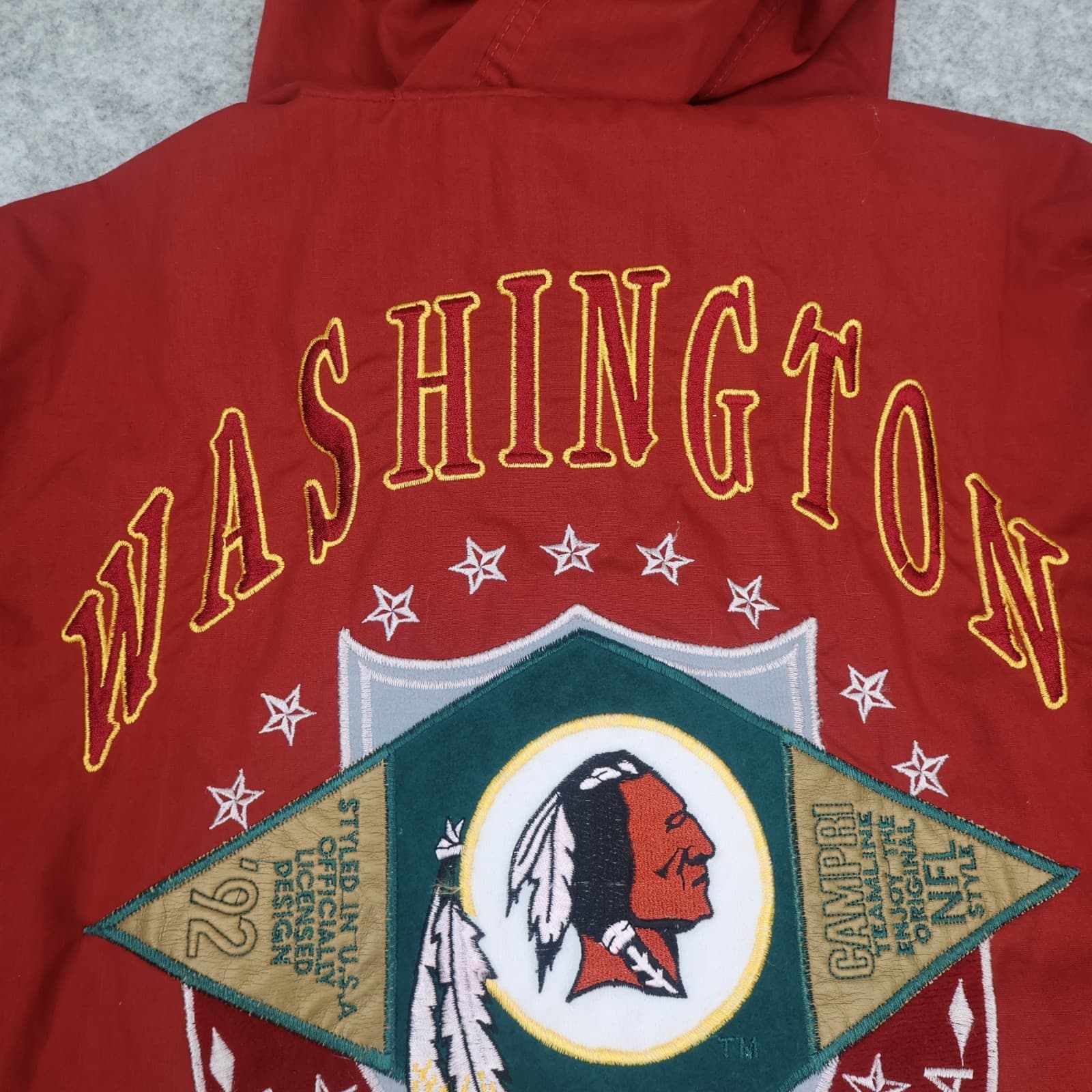 Vintage Washington Redskins Jacket Medium Hooded NFL Campri Team Line 90's Long photo 16