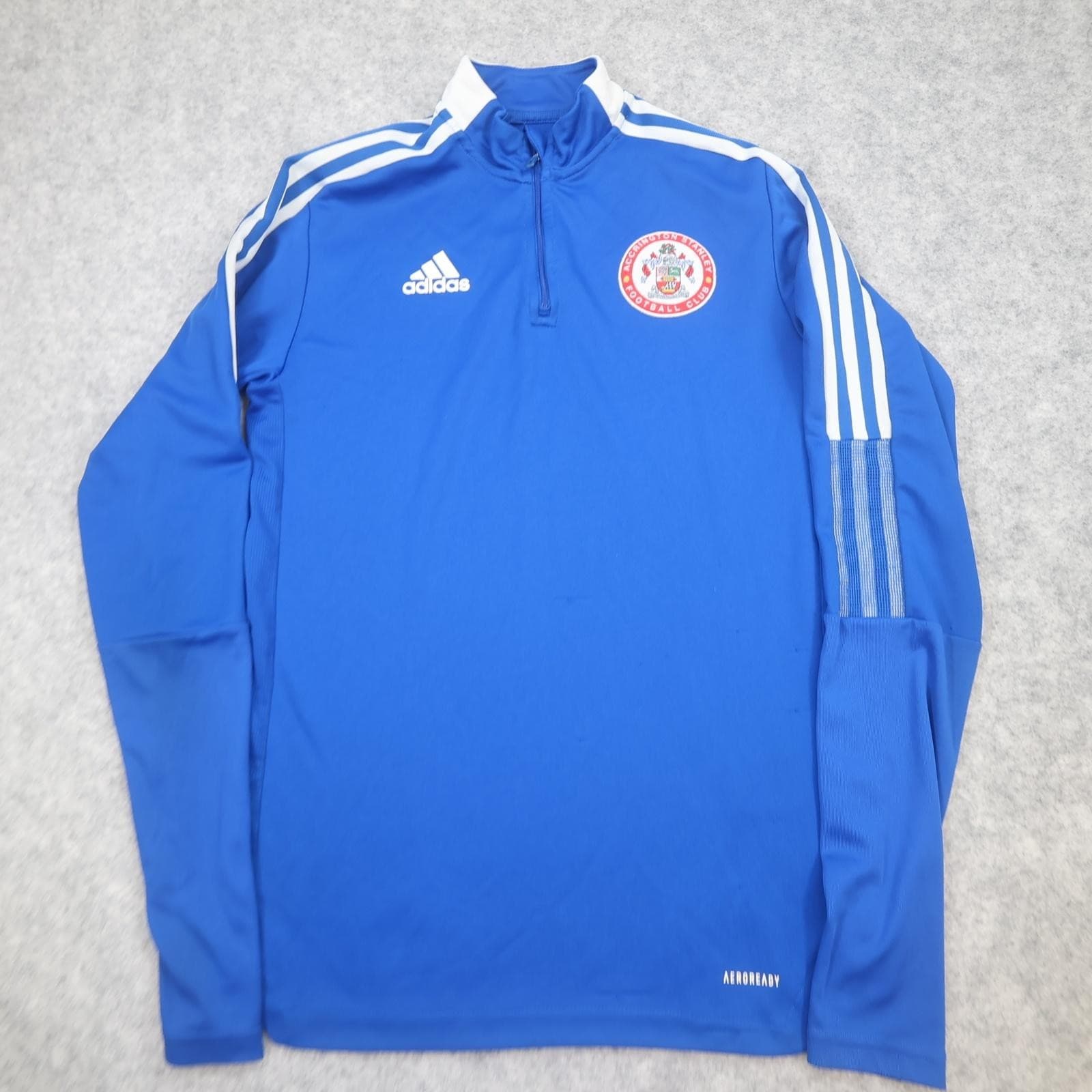 Accrington Stanley Training Top Mens Small Blue EFL Football Adidas 1/4 Zip