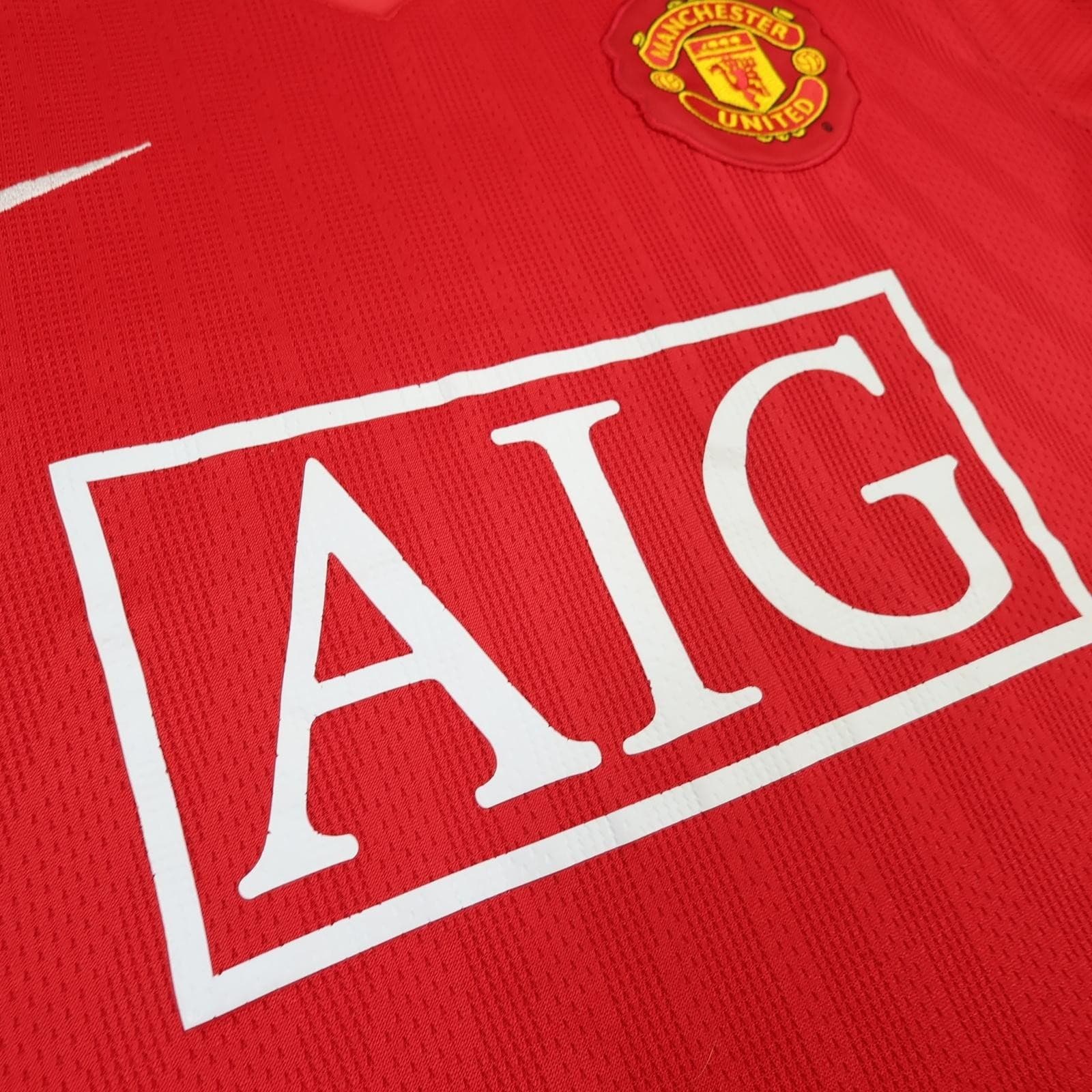 Manchester United Shirt Mens Medium Red Home 2007 2009 Nike AIG The Red Devils photo 7