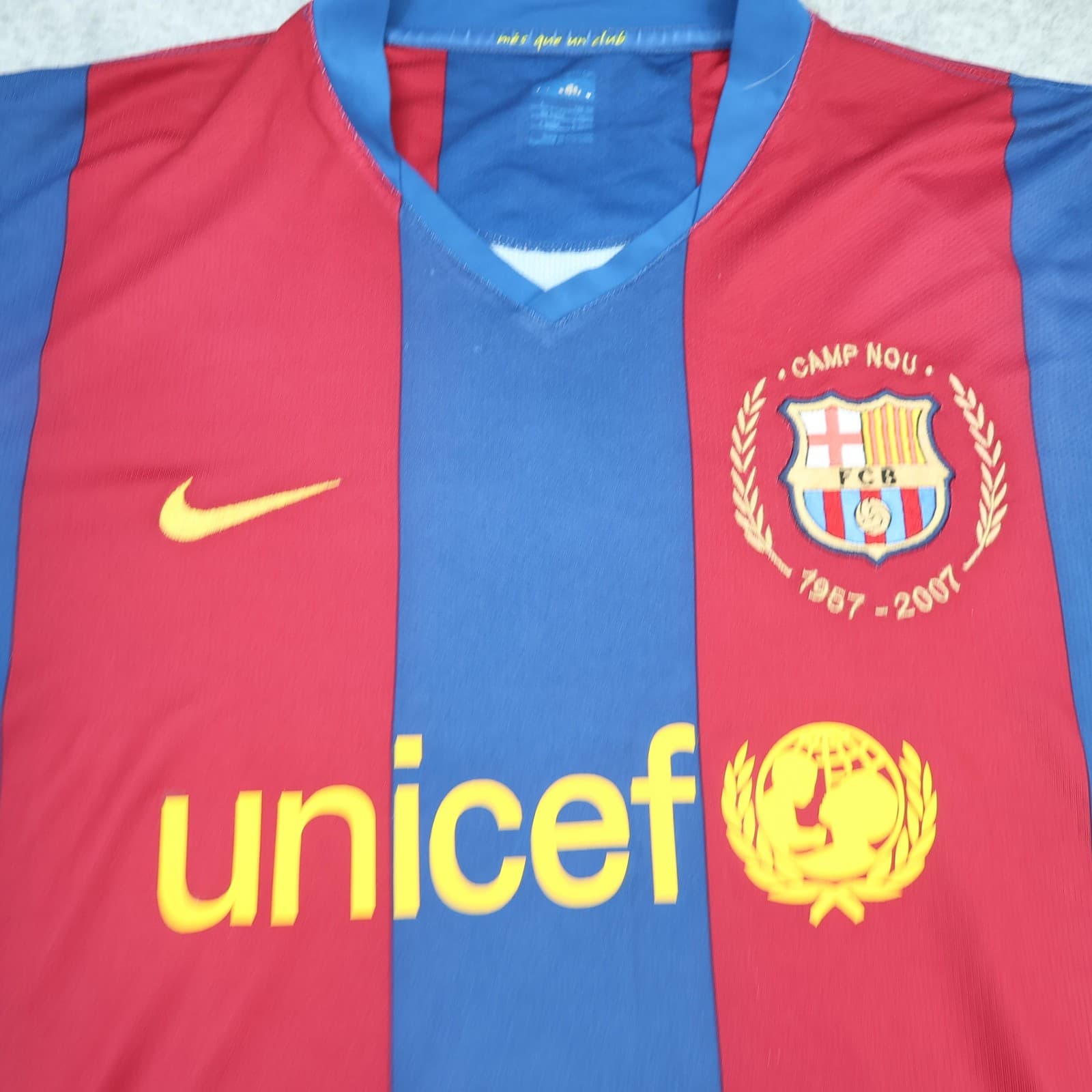 Barcelona Shirt Mens Large Red Blue Home 2007 2008 Football Nike Ronaldinho 10 photo 8
