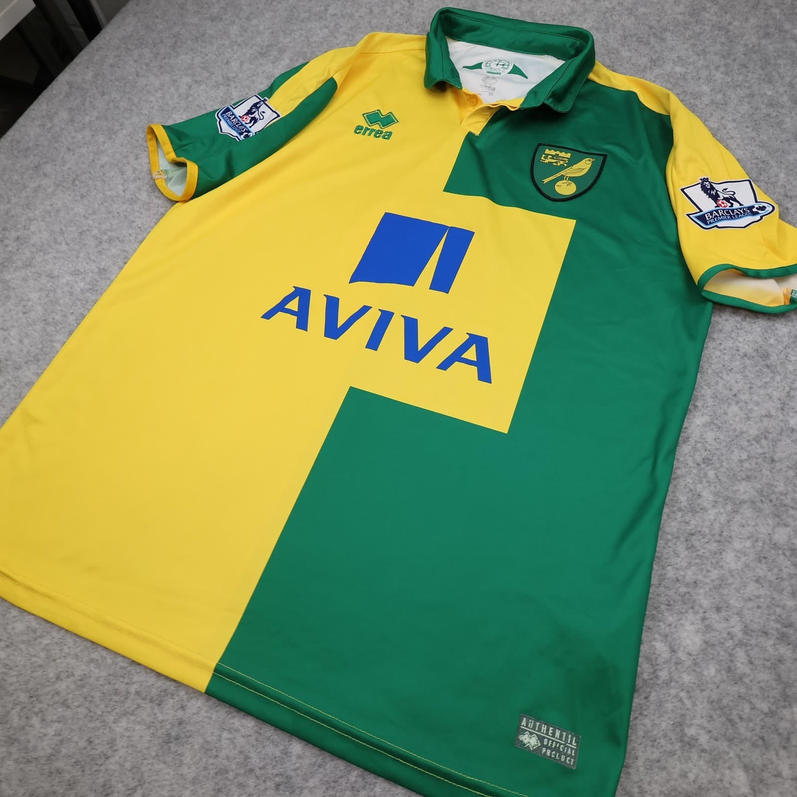 Norwich City Shirt Mens XL Home Kit 2015 2016 Football Errea AVIVA Jersey photo 7