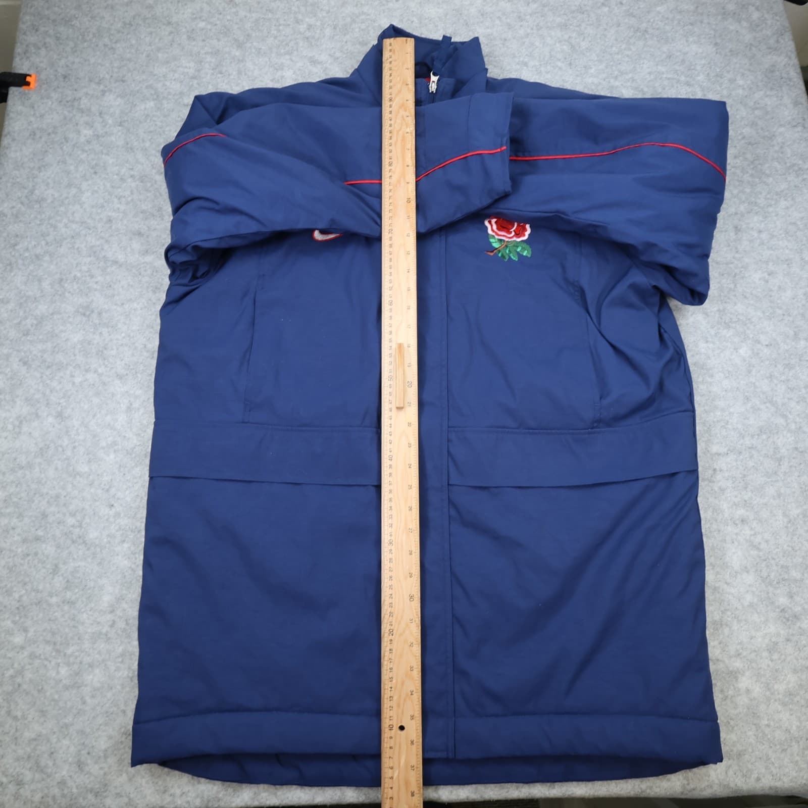 Vintage England Rugby Jacket Extra Large Navy Rain Coat Padded Nike 1998 photo 13