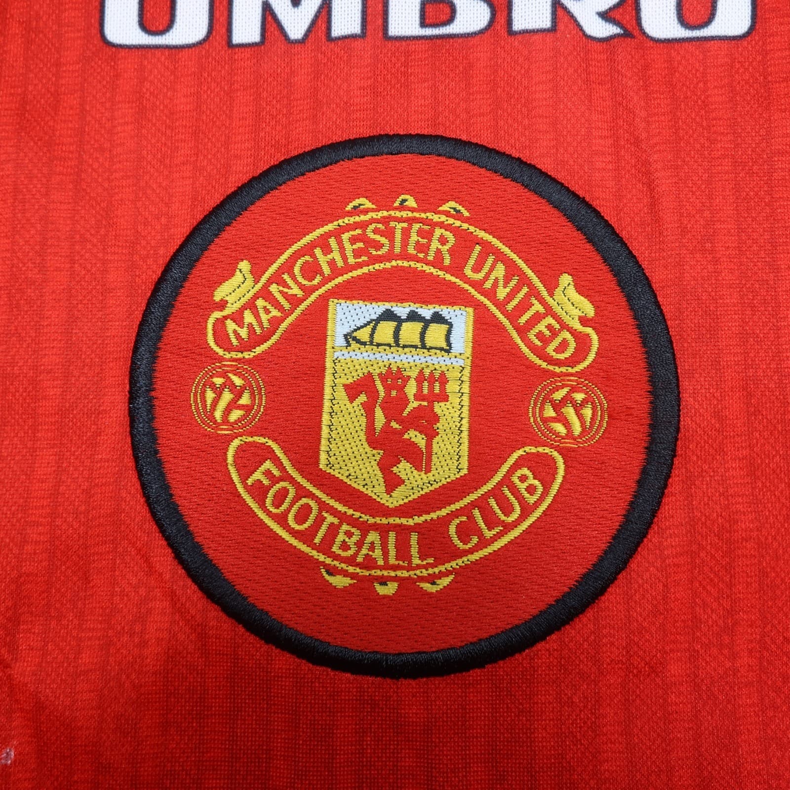Vintage Manchester United Shirt Large Red Home 1996 1998 Umbro Soccer Jersey photo 6