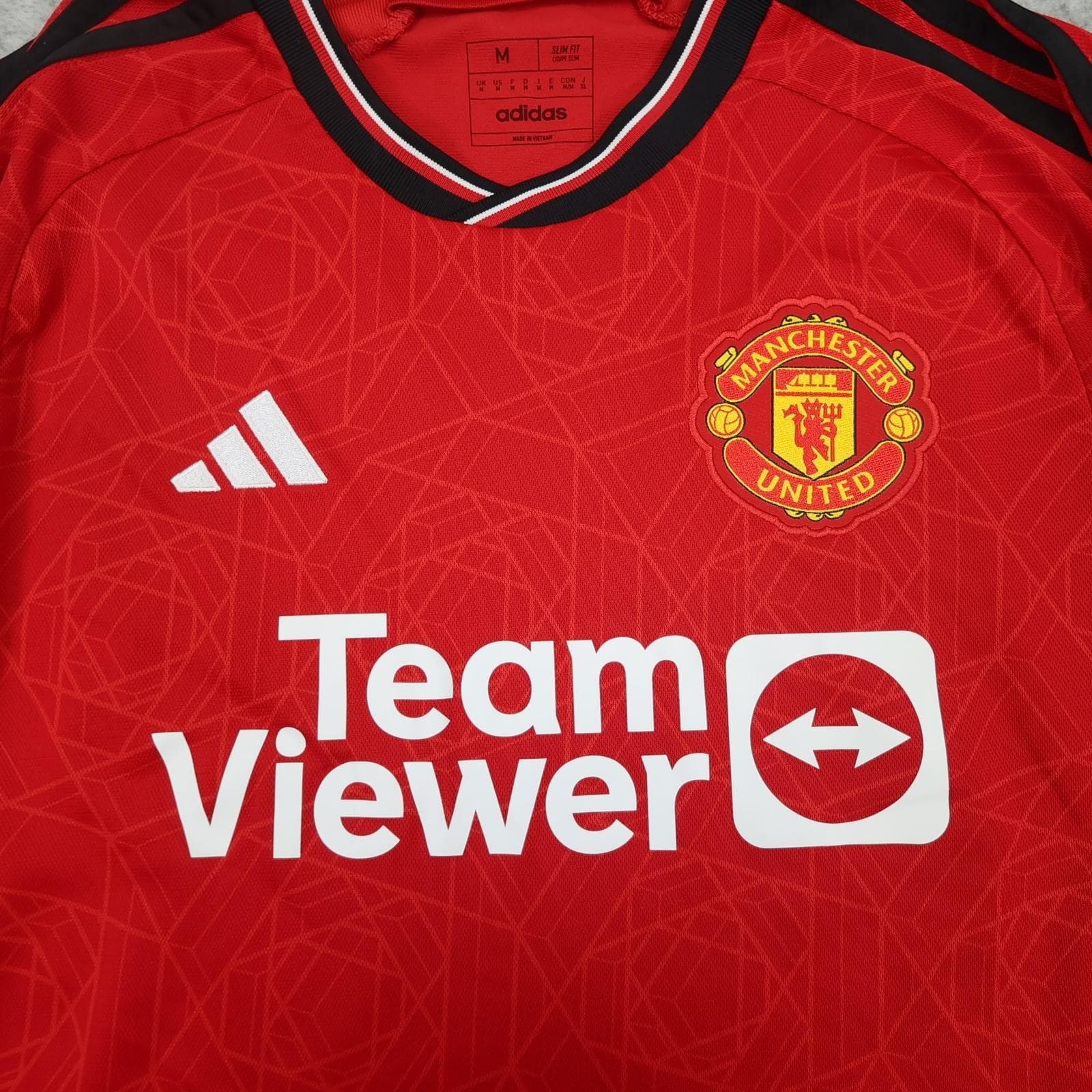 Manchester United Shirt Mens Medium Red Home 2023 2024 Adidas TeamViewer Jersey photo 2