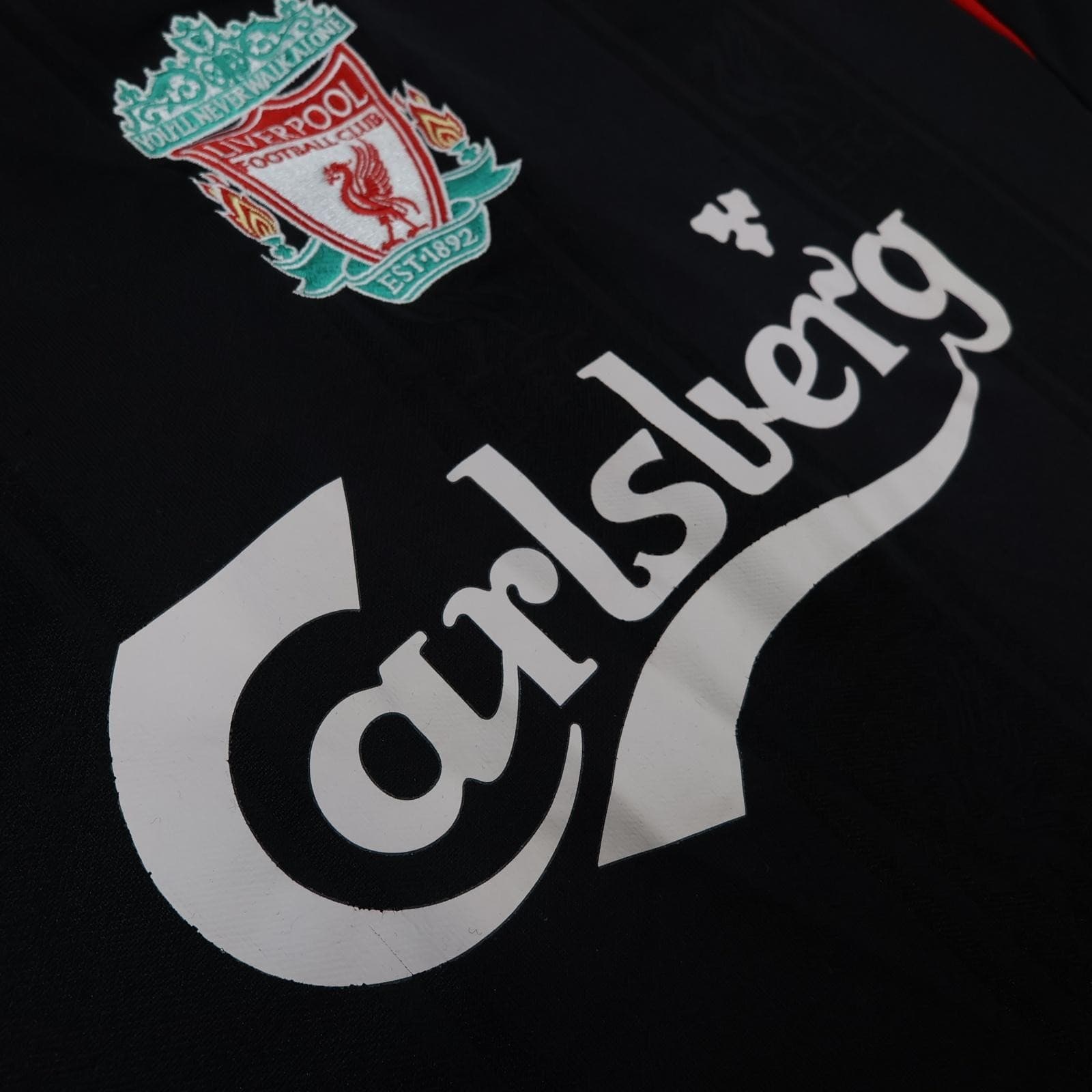 Liverpool Shirt Mens Large Black 2007 2008 Third Adidas Carlsberg Jersey photo 5
