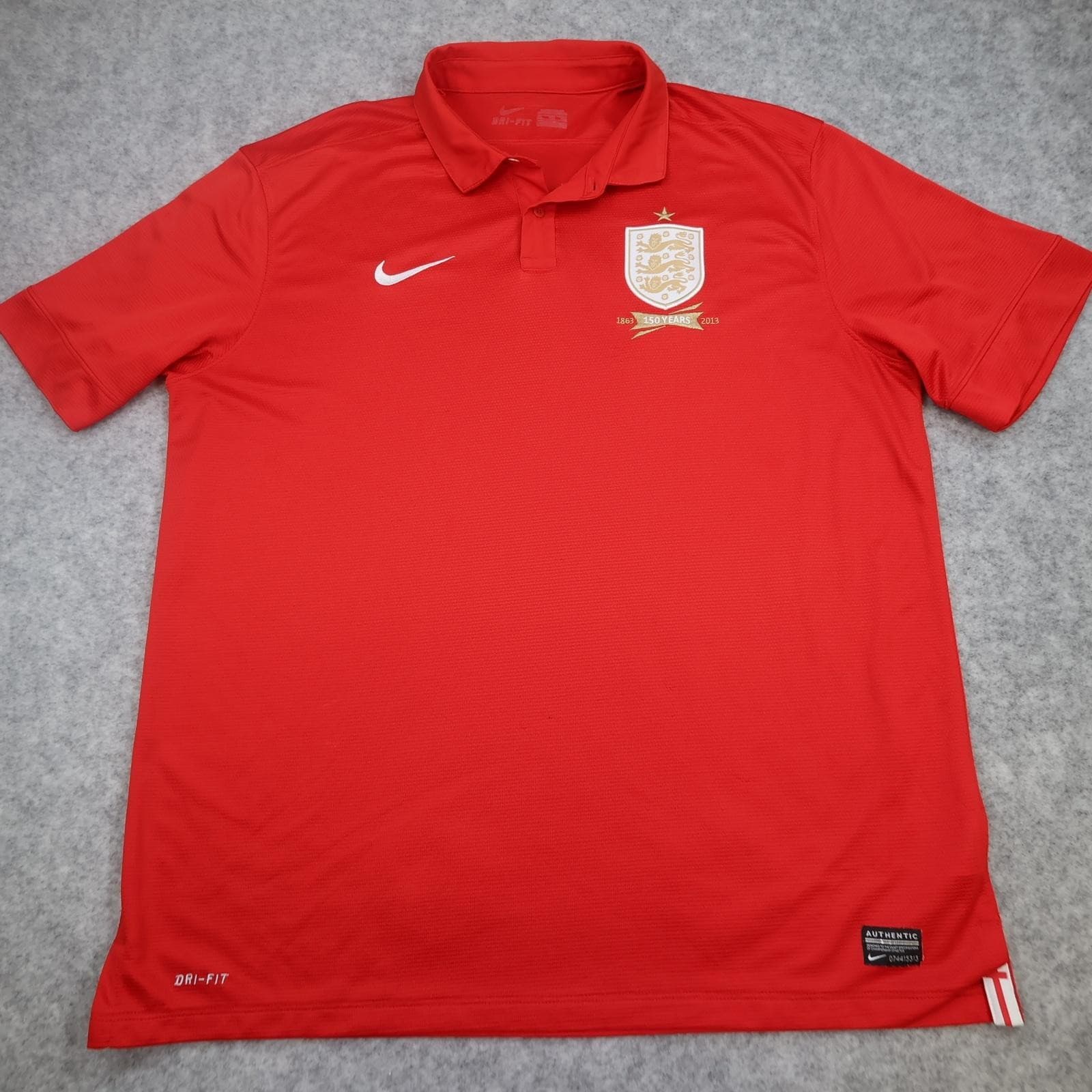 England Away Shirt Mens 2XL Red 2013 150 Years Football Nike Dri Fit Jersey Top